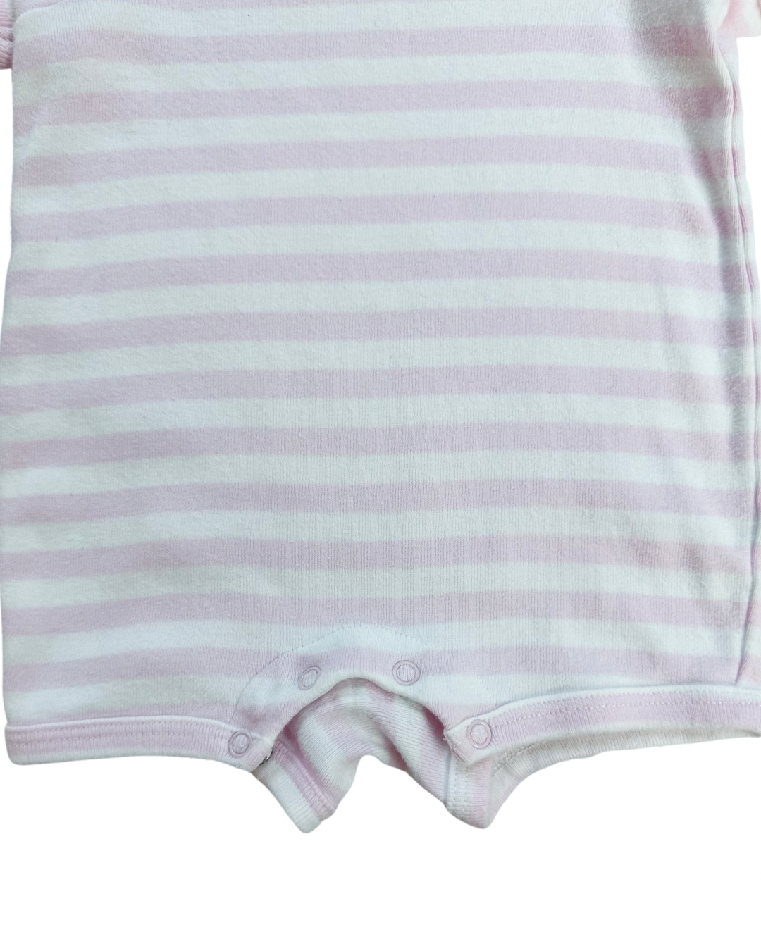 0-3M Baby Girl Pink & White Striped Primary Romper