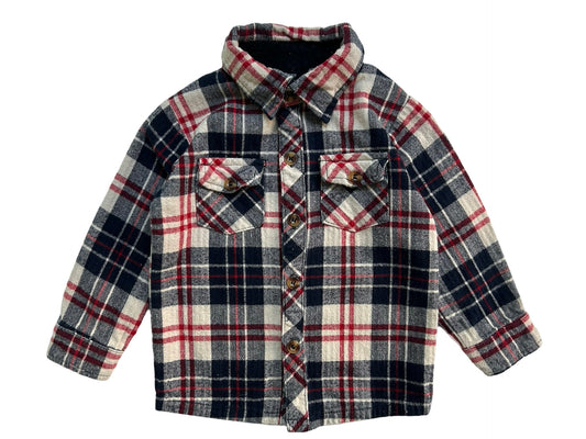 18M-24M Baby Boy Little Bipsy Long Sleeve Plaid Shacket Top