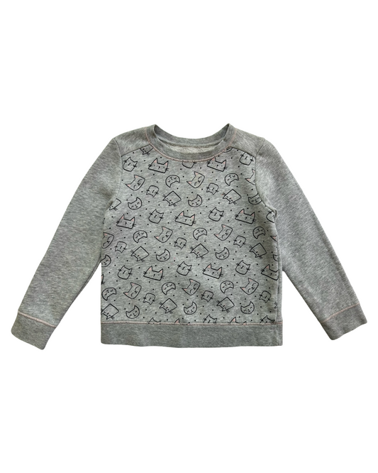 4T Toddlers Girls Cat & Jack Crewneck Fleece Pullover Sweatshirt Cat Design.