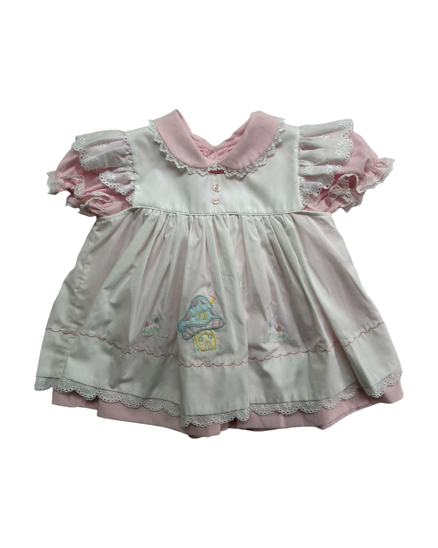 12M Baby Girls Vintage Boutique Dress Embroidered Eyelet Lace.