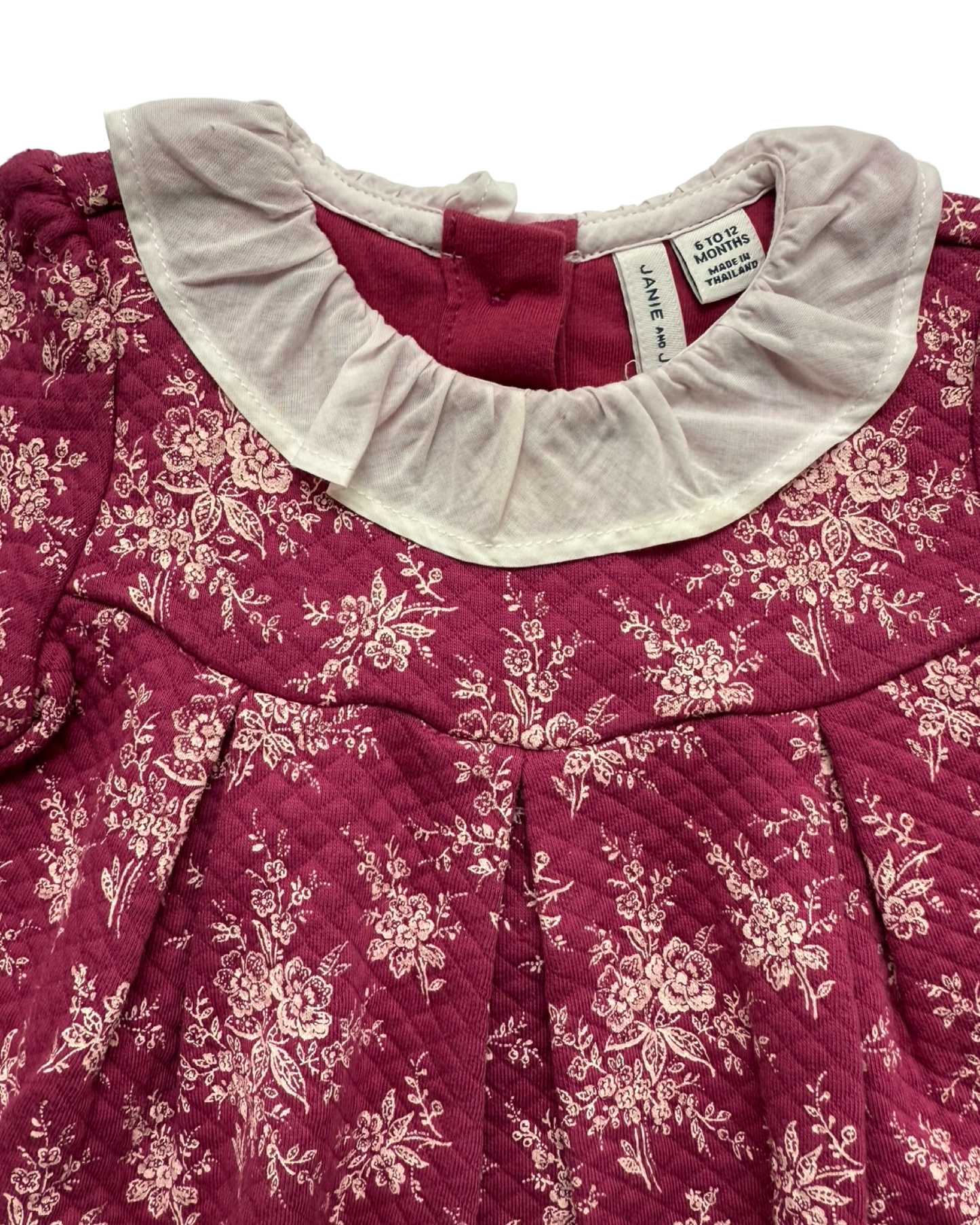 6M -12M Baby Girl Janie & Jack Quilted Floral Long Sleeve Dress