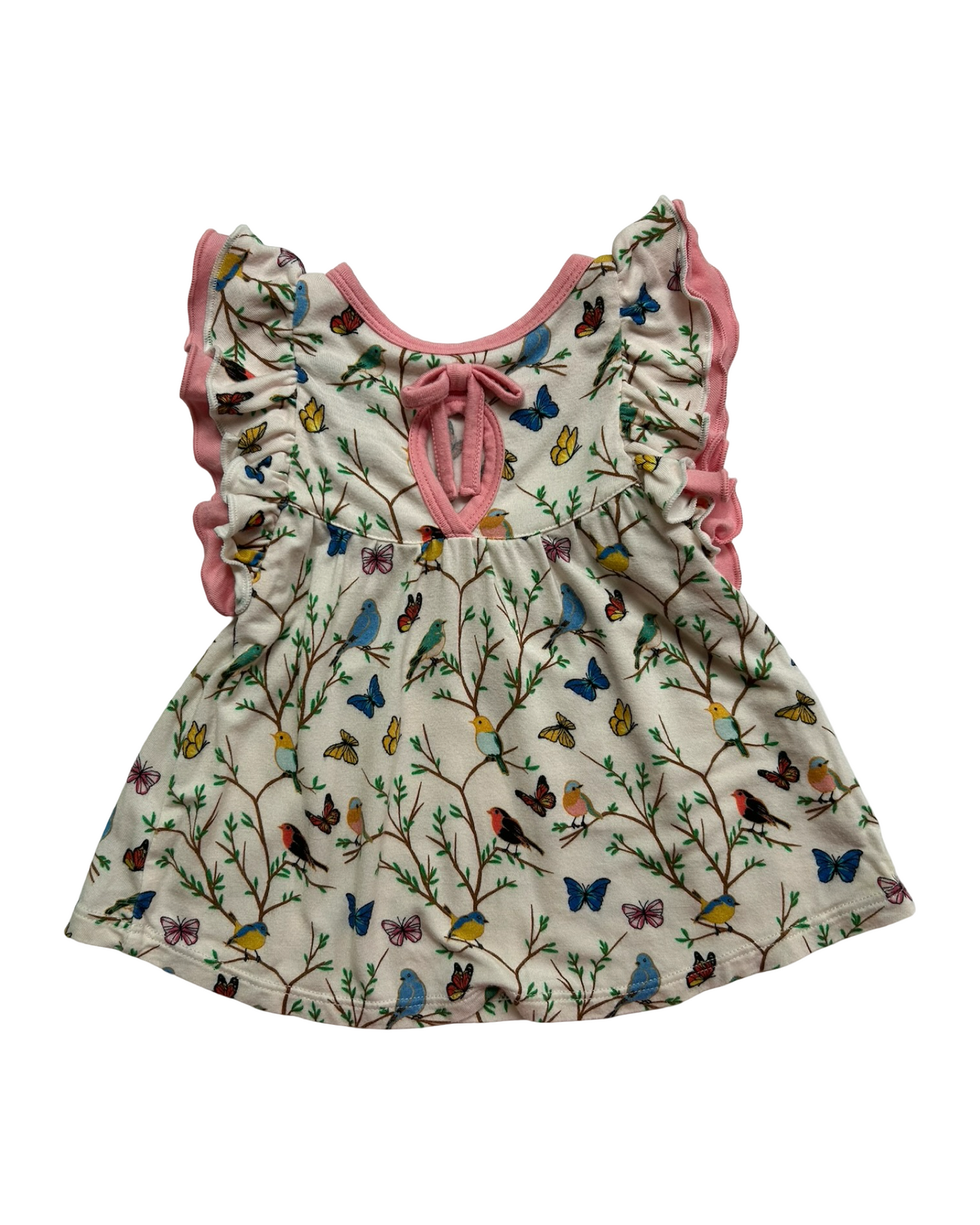 6M-9M Baby Girls Free Birdees Once Upon A Branch Birdees & Butterflies Ruffle Peplum Shorts 2 Pieces Set