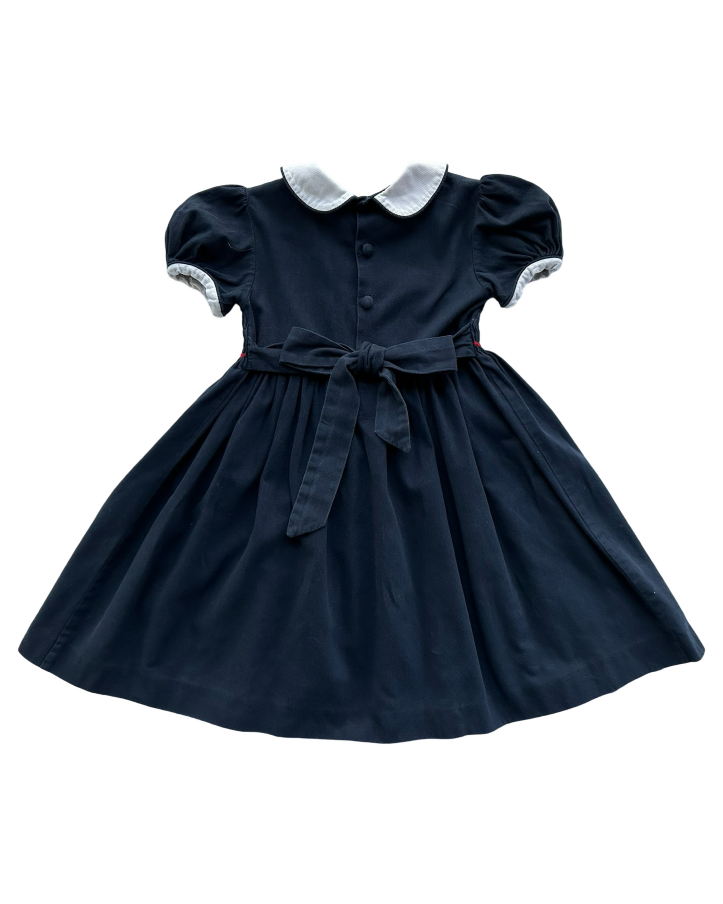4T Toddler Girl Navy Corduroy Emily Lacey Smocked Flower Dress