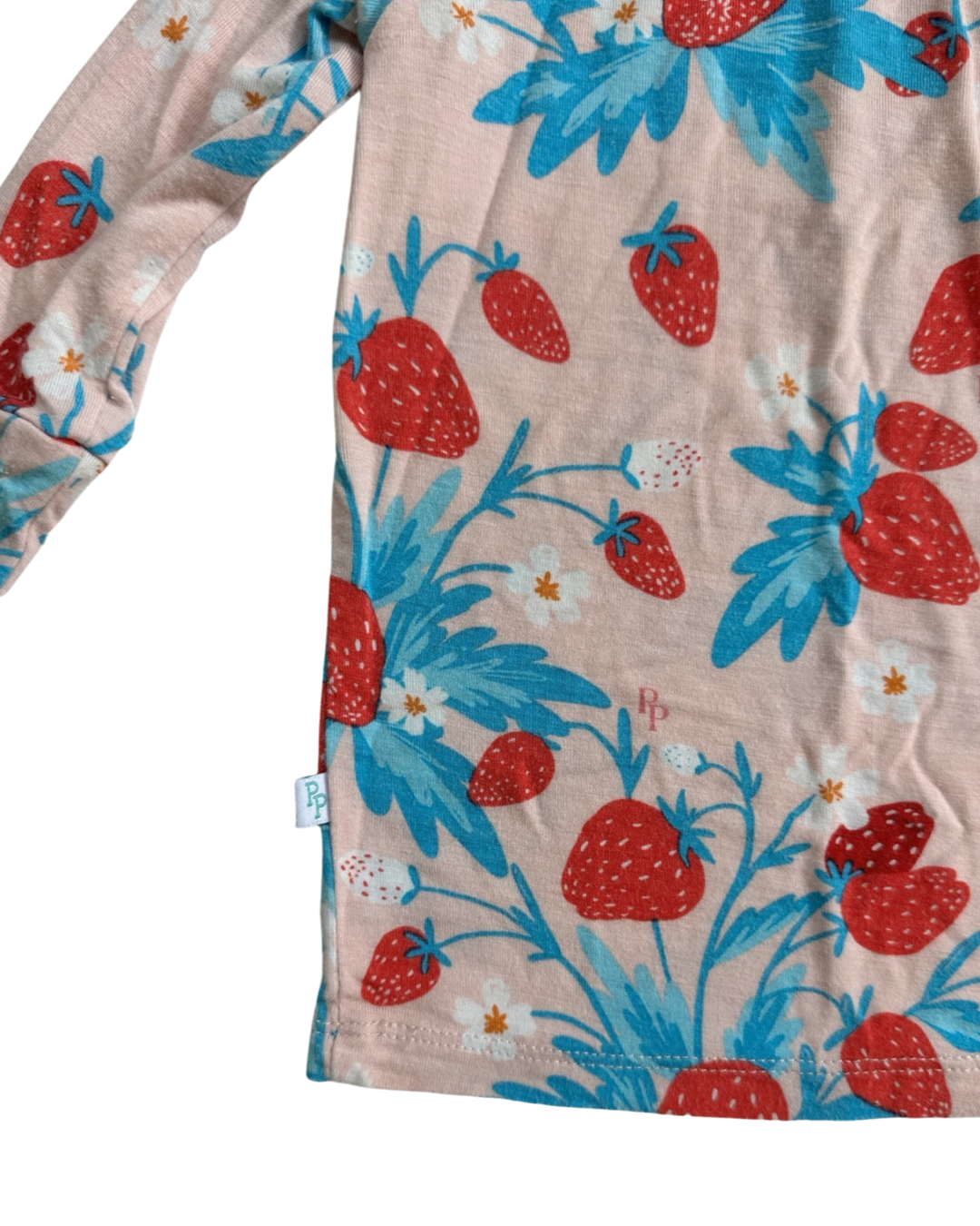 6-12M Baby Girl Posh Peanut Bamboo Strawberry 2pc Outfit / PJ Set