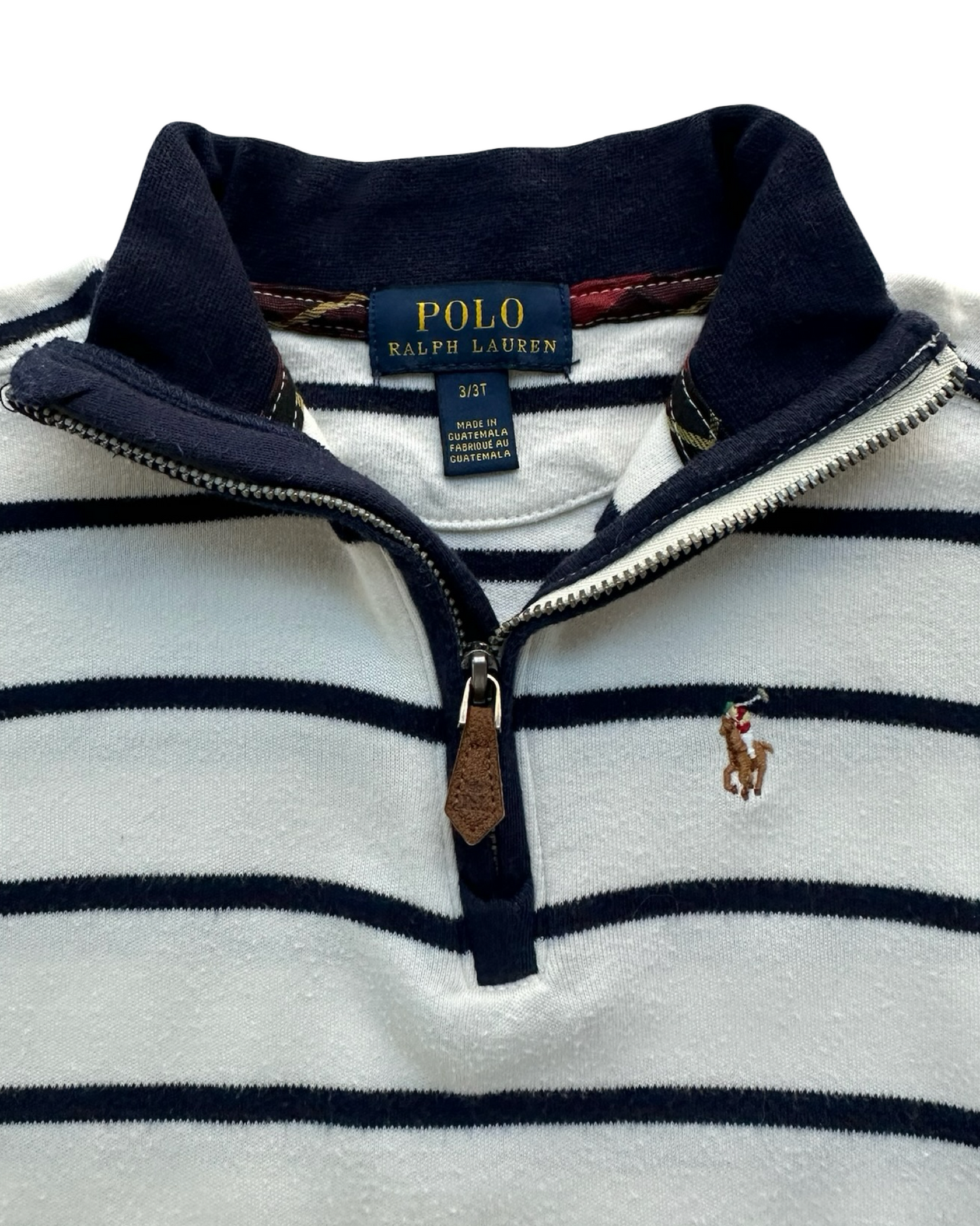 3T Toddler Boys Polo Ralph Lauren Striped 1/4 Zip, Long Sleeve Sweatshirt.