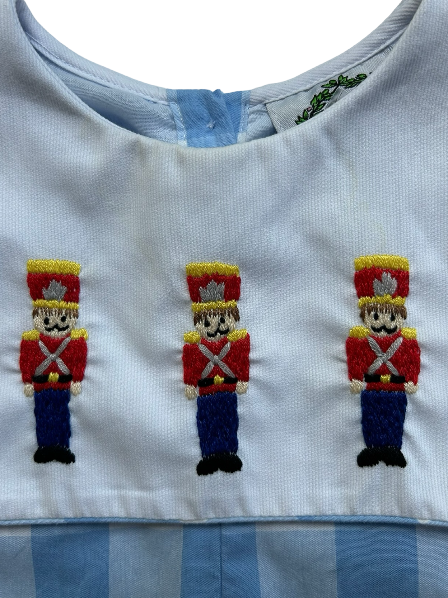 24M Baby Boys Blue Smocked Threads By Cecil & Lou Embroidered Soldiers Long Sleeve Romper.