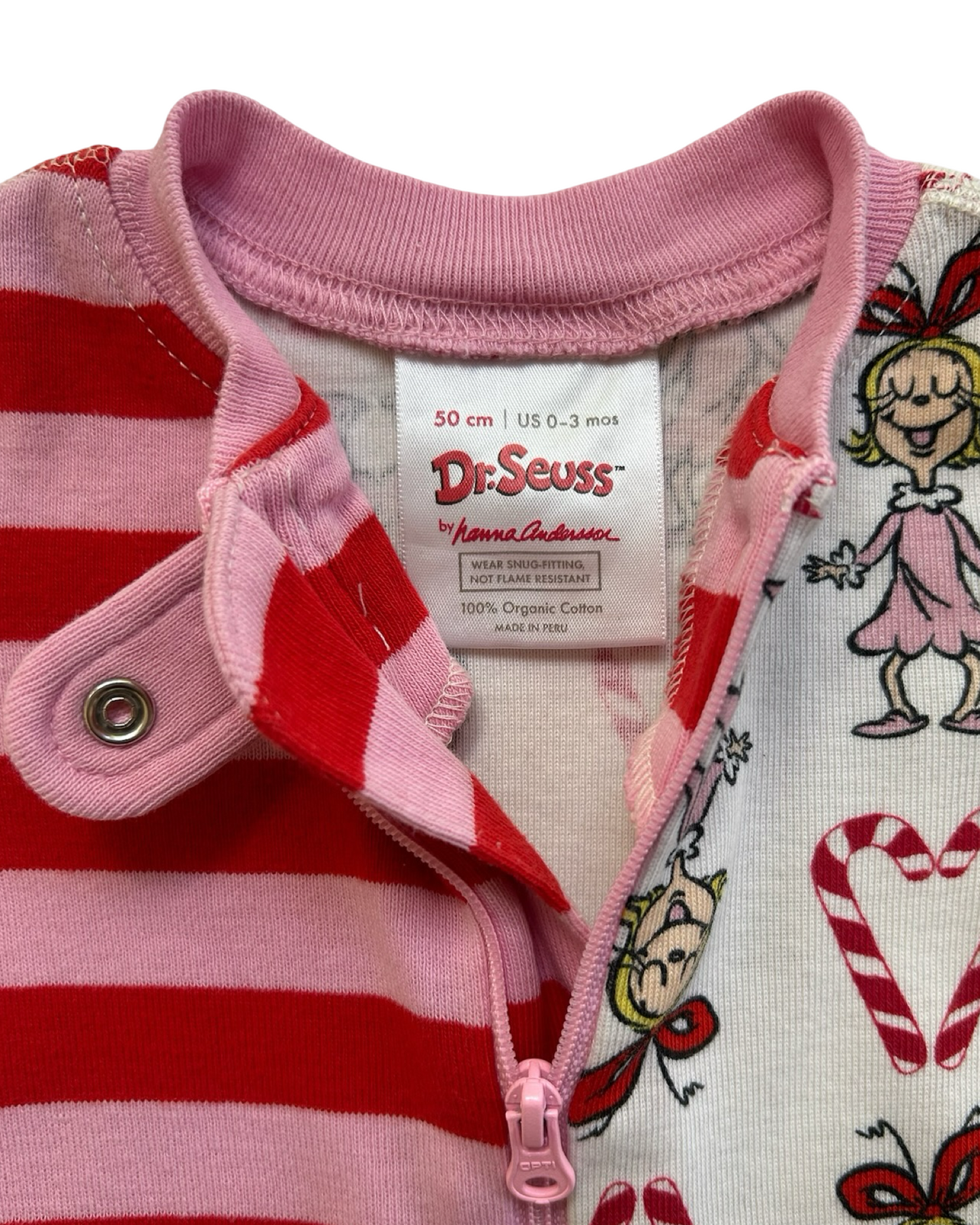 0-3M Baby Girl Hanna Andersson The Grinch Dr Seuss Cindy Lou Who PJs