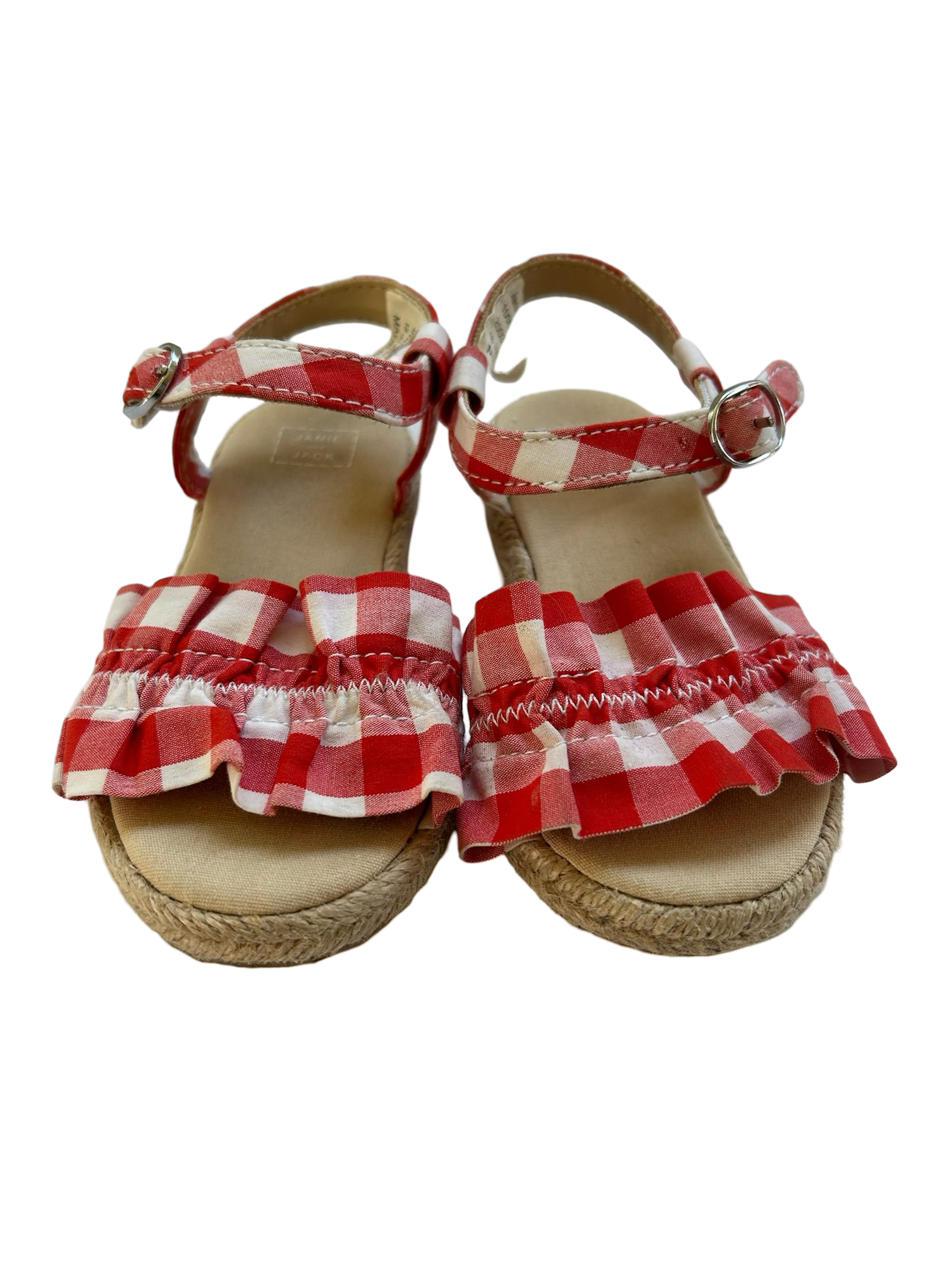 5C Toddler Girl Janie & Jack Red & White Gingham Checkered Sandals