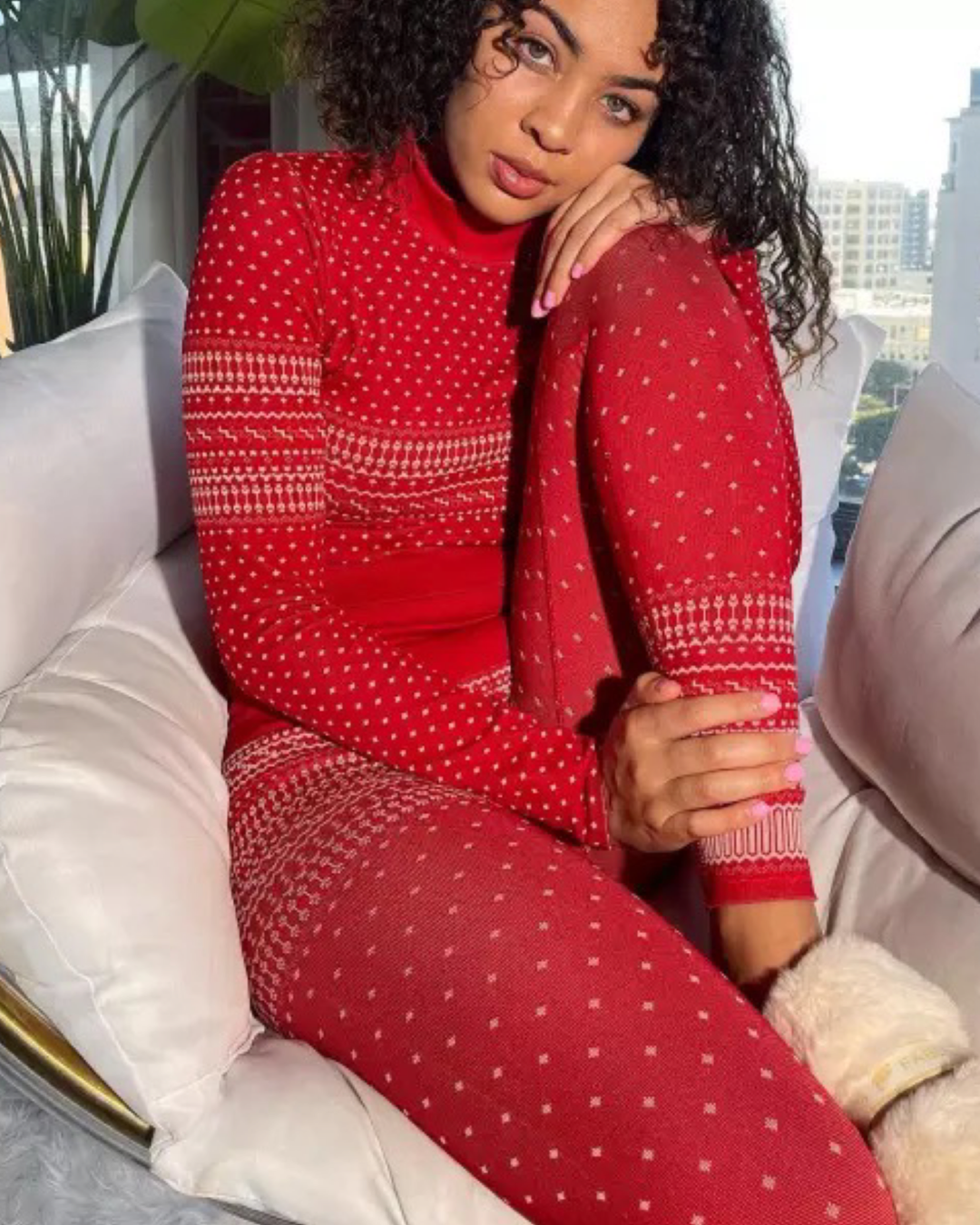 Women’s Size Small Fabletics Cardinal Red Holly Seamless Long Sleeve Shirt Top