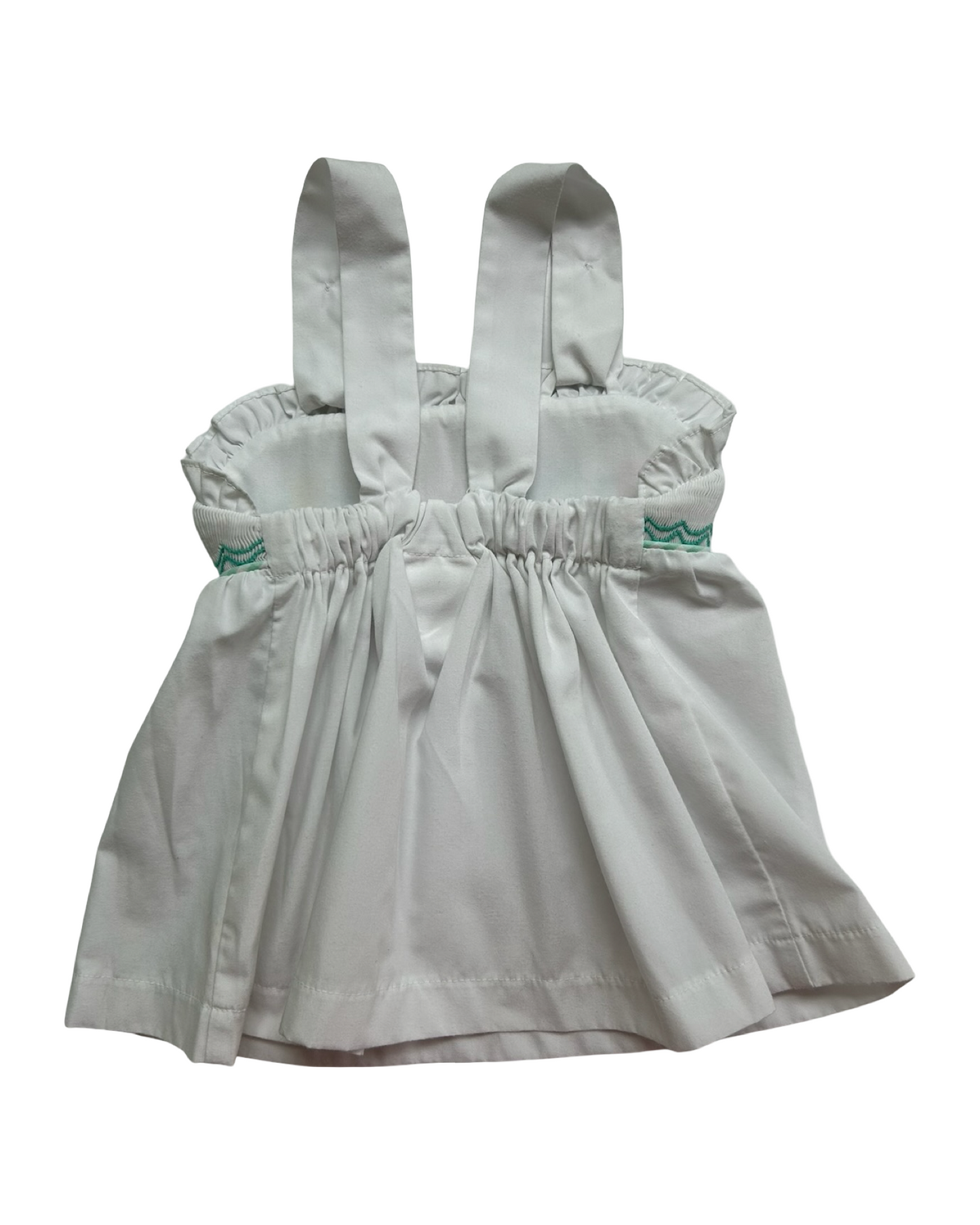 12M Baby Girls Shrimp & Grits Kids Smocked And Embroidered Fish Designs Top / Ruffled Short, 2 Pieces Set.