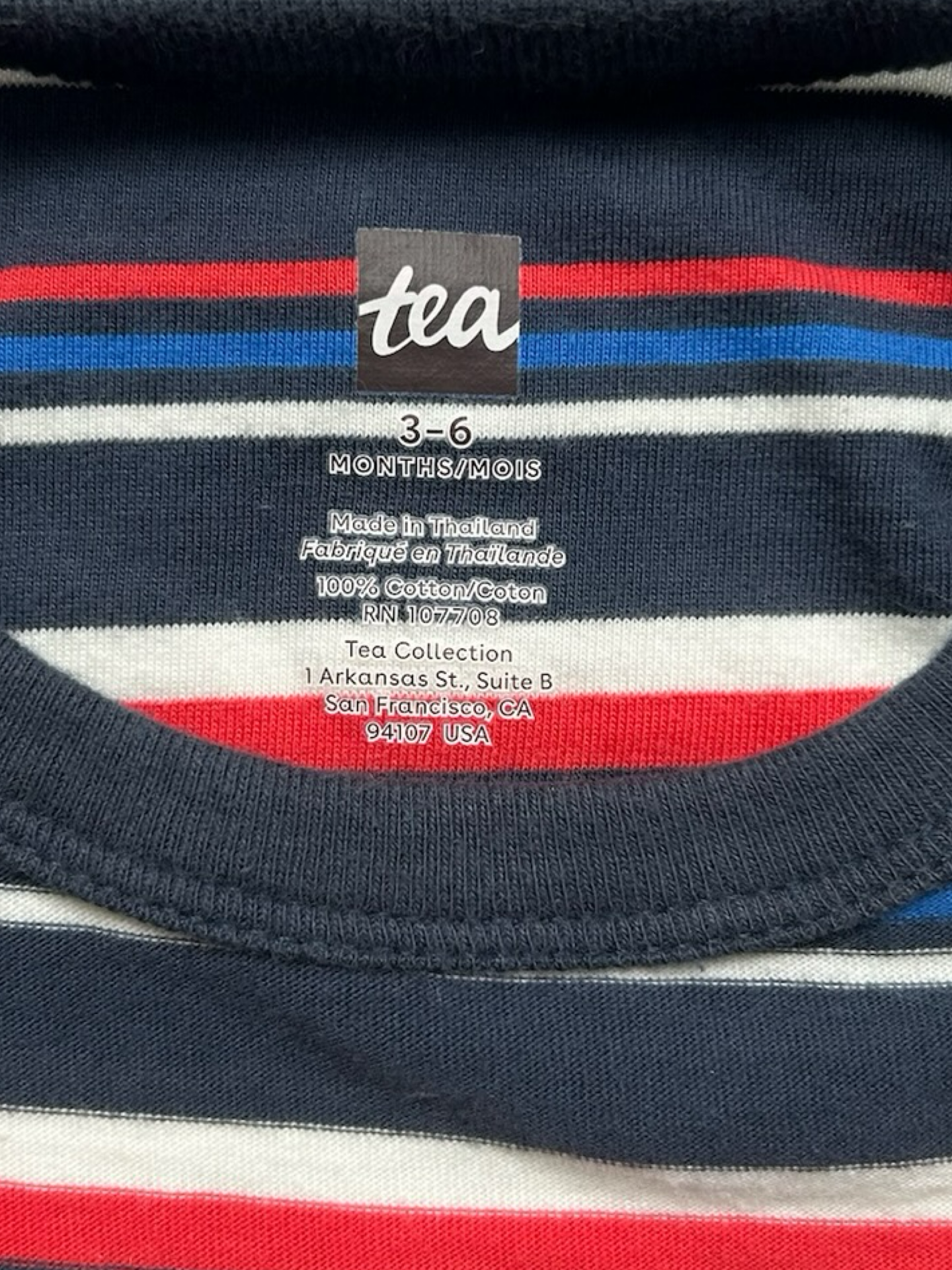 3M-6M Baby Boys Tea Collection Striped Long Sleeve Romper