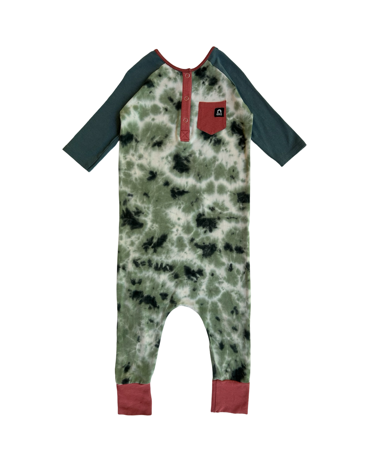 3T/4T Toddler Boy Green Tie Dye RAGS to Raches Romper