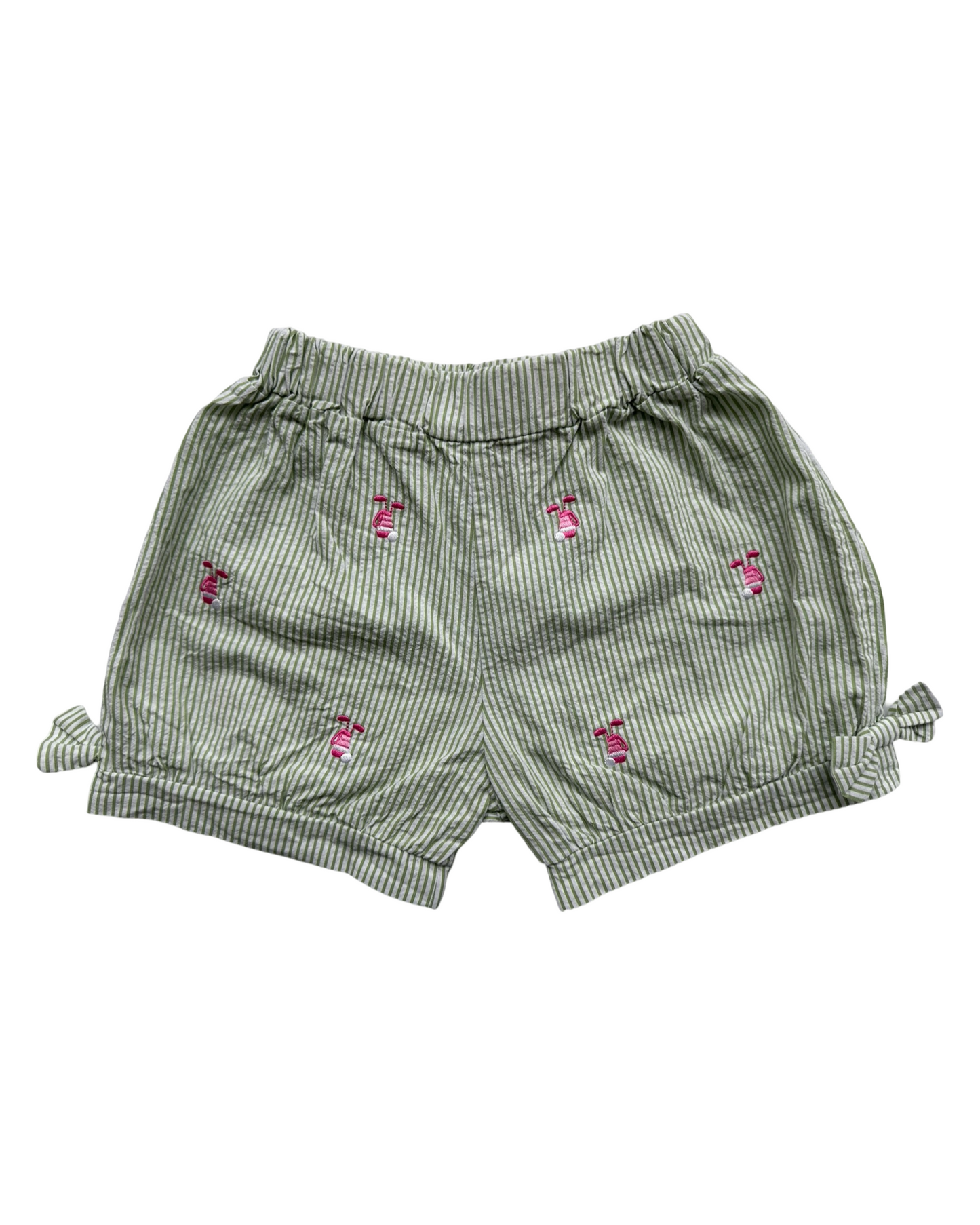 4T Toddler Girl Luigi Kids Boutique Green Stripe Golf Embroidered Shorts