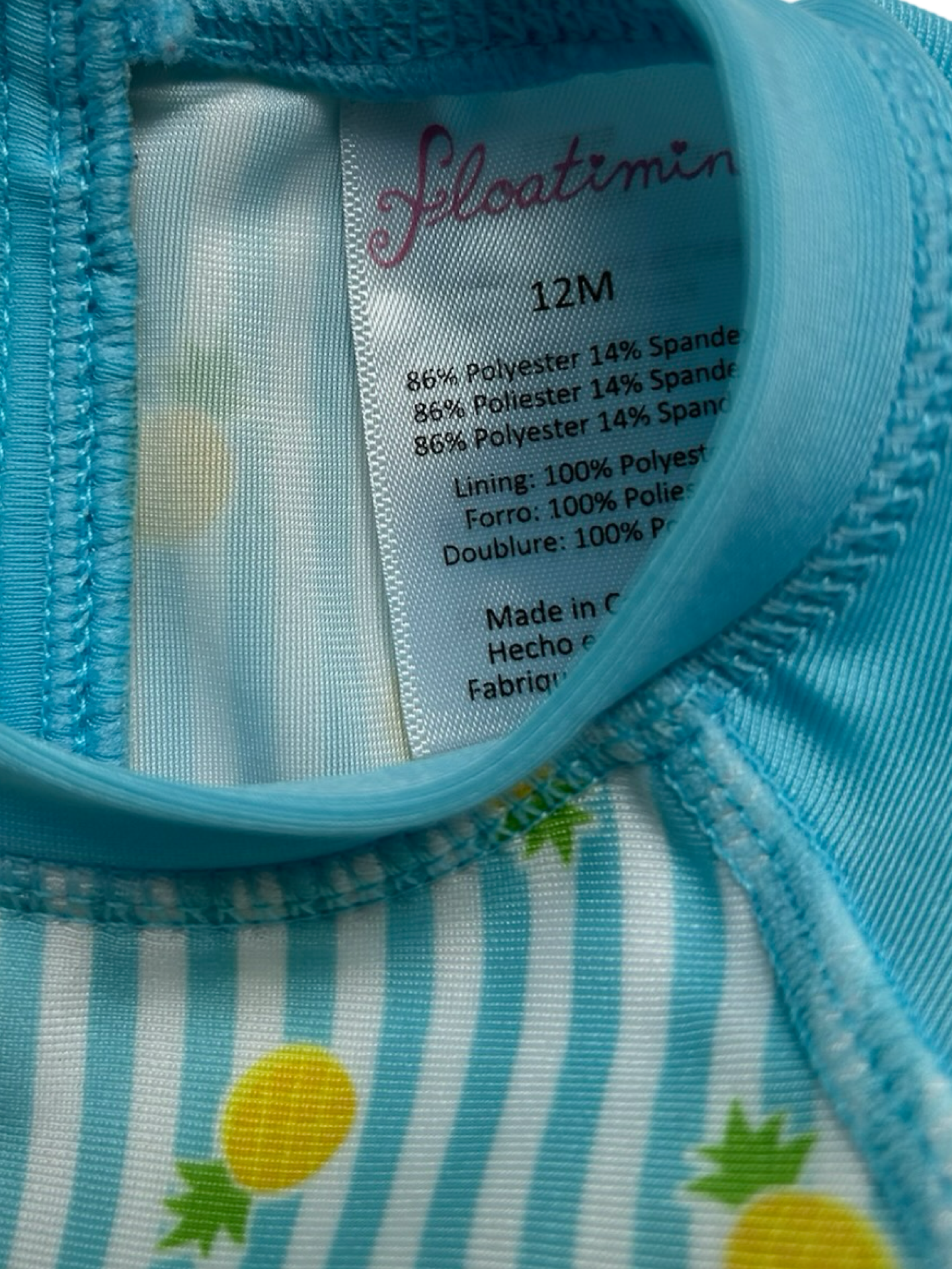 12M Baby Girls Floatimini Ruffle Pineapple Striped Swimsuit.