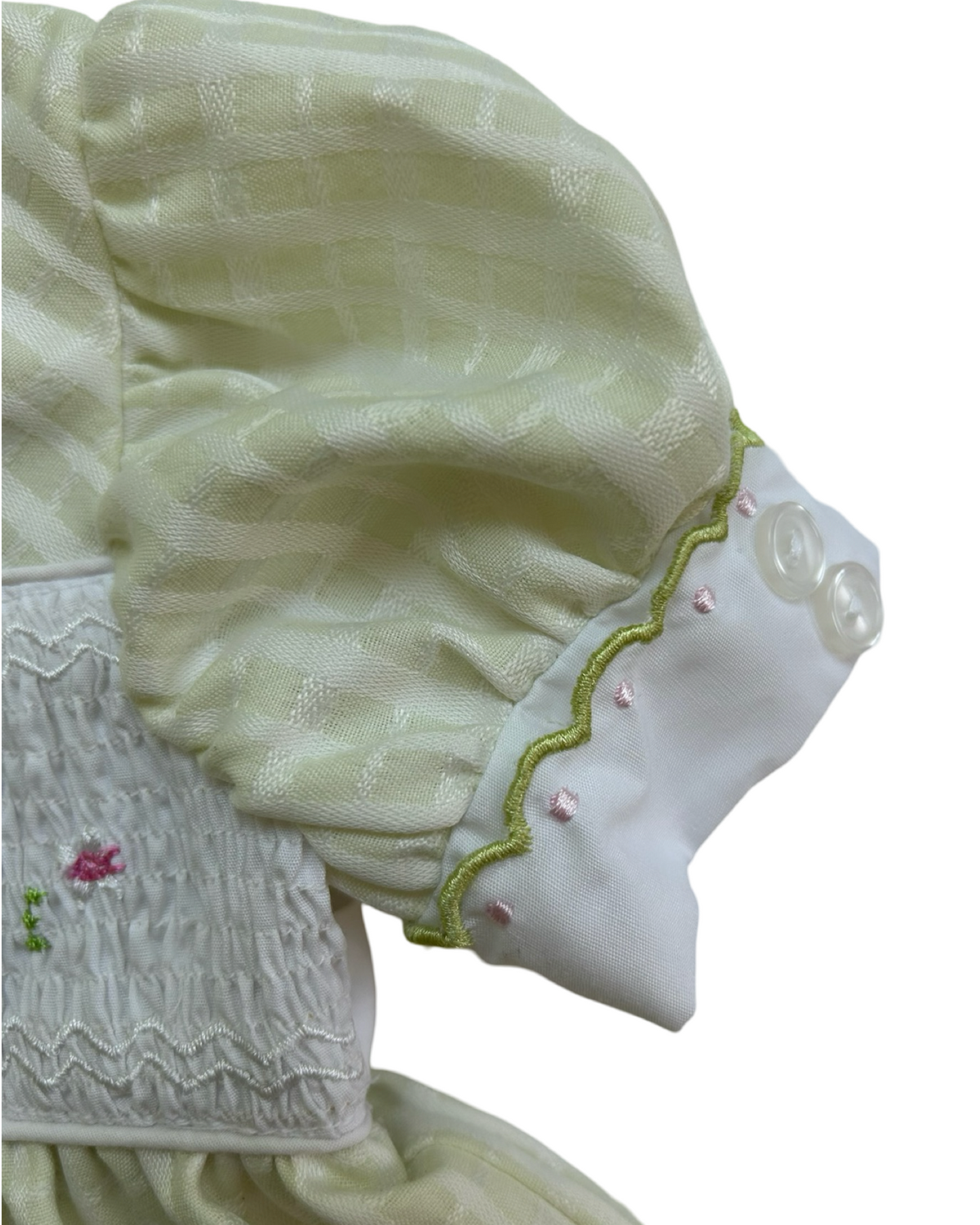 6-9M Baby Girl Green Classic B.T. Kids Smocked Floral Peter Pan Collar Dress