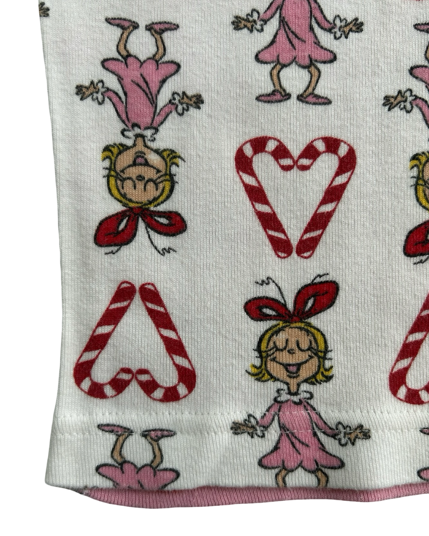 6T-7T Toddler Girl Hanna Andersson The Grinch Dr Seuss Cindy Lou Who Striped Long John PJs 2 Piece Set