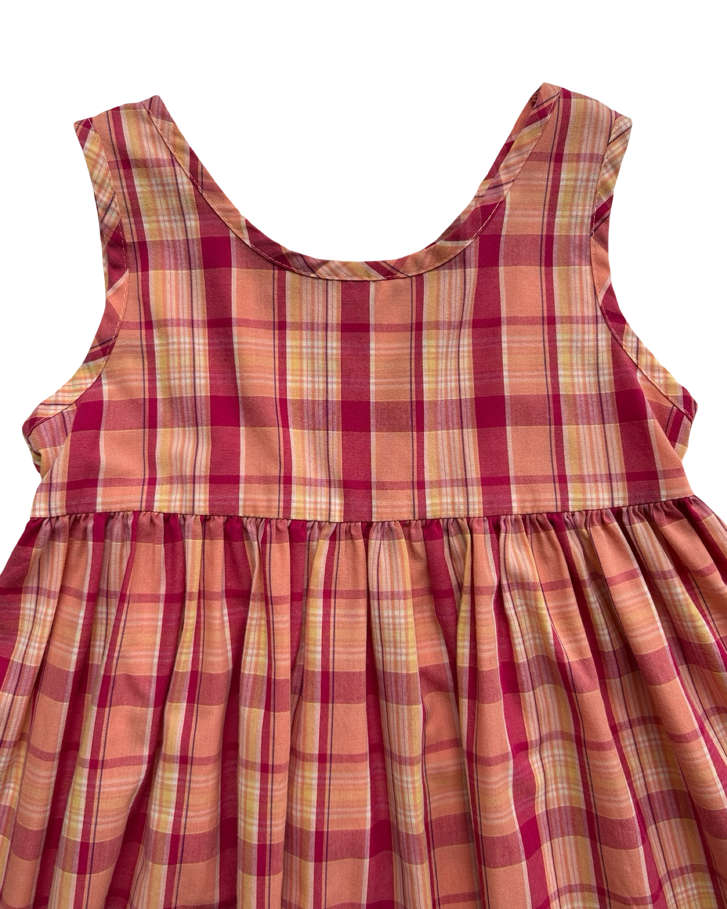 4T Toddler Girls Thomas Vintage Sleeveless Orange Checkered Dress.