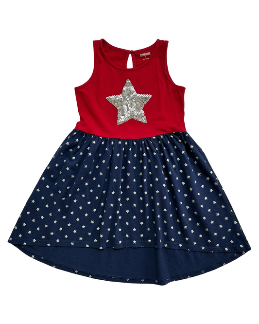 4T ToddlerS Girls Gymboree Sleeveless Holiday Patriotic Appliqué Sequin Stars Dress
