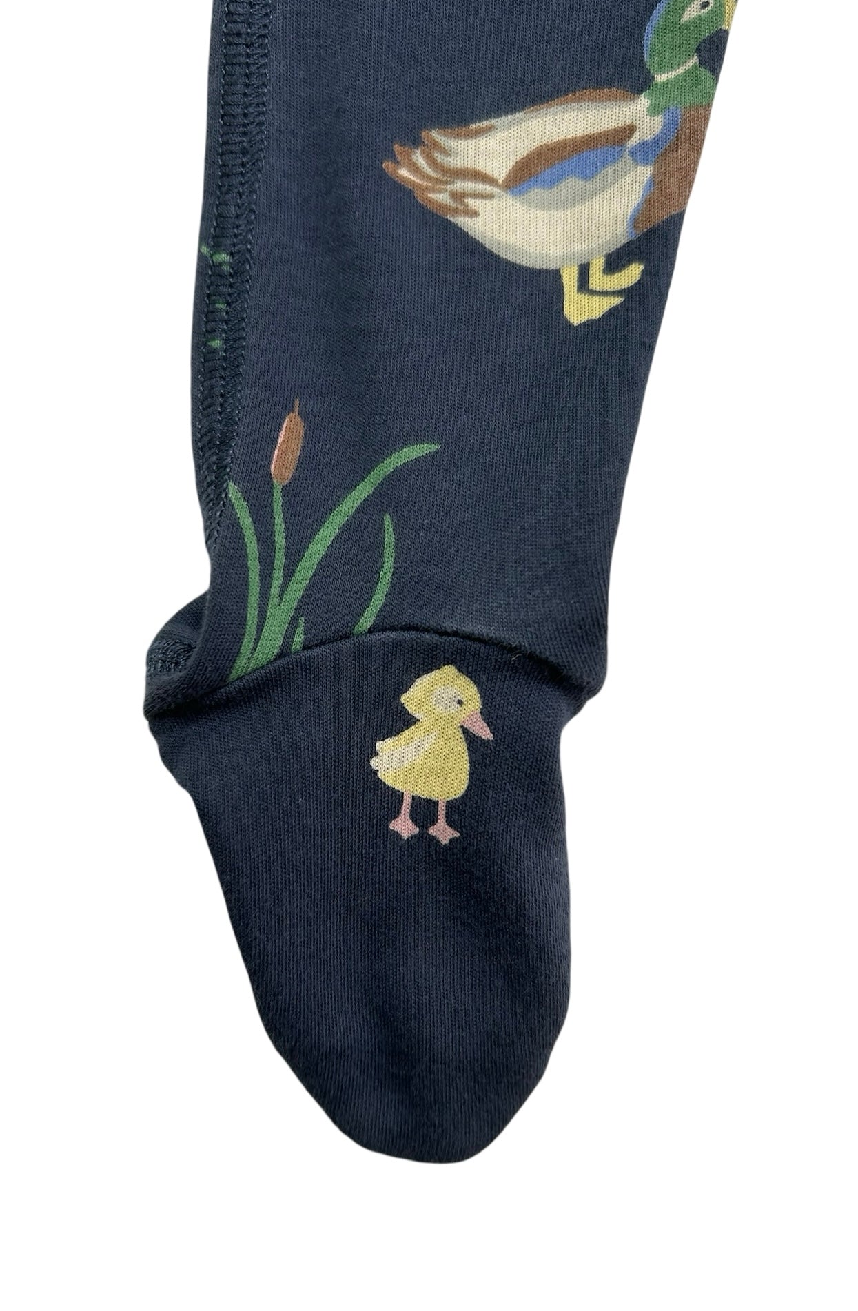 0-3M  The Beaufort Bonnet Company Baby Girls Navy Loungerwear With Duck Design Zippered Pajamas.