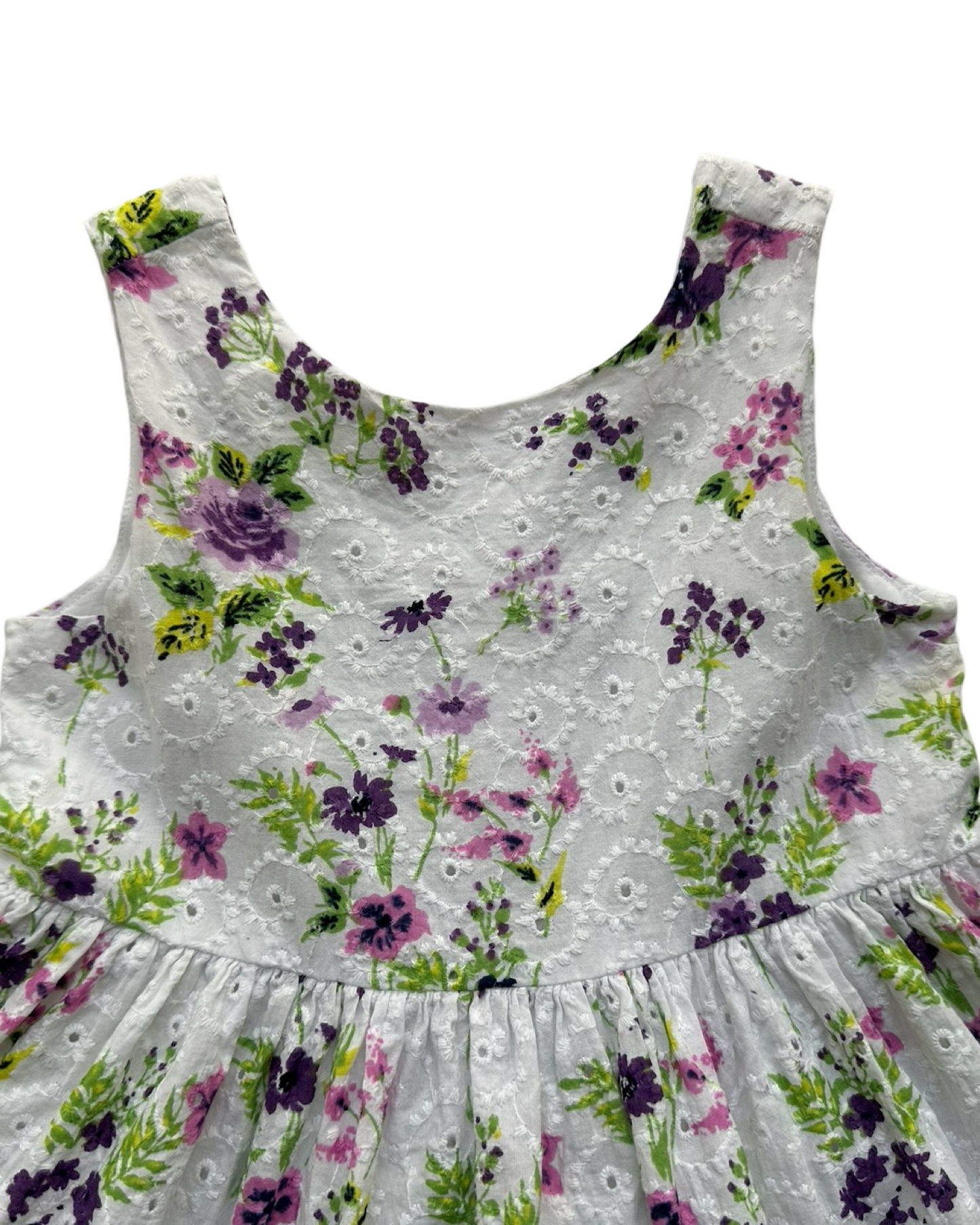 12M-18M Baby Girl Janie & Jack Embroidered Floral Sleeveless Eyelets Dress