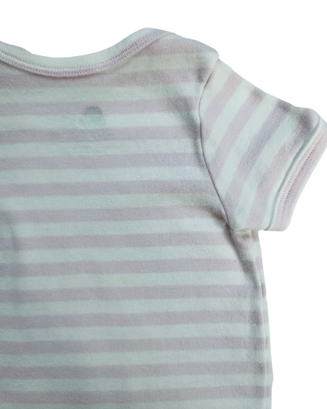 0-3M Baby Girl Pink & White Striped Primary Romper