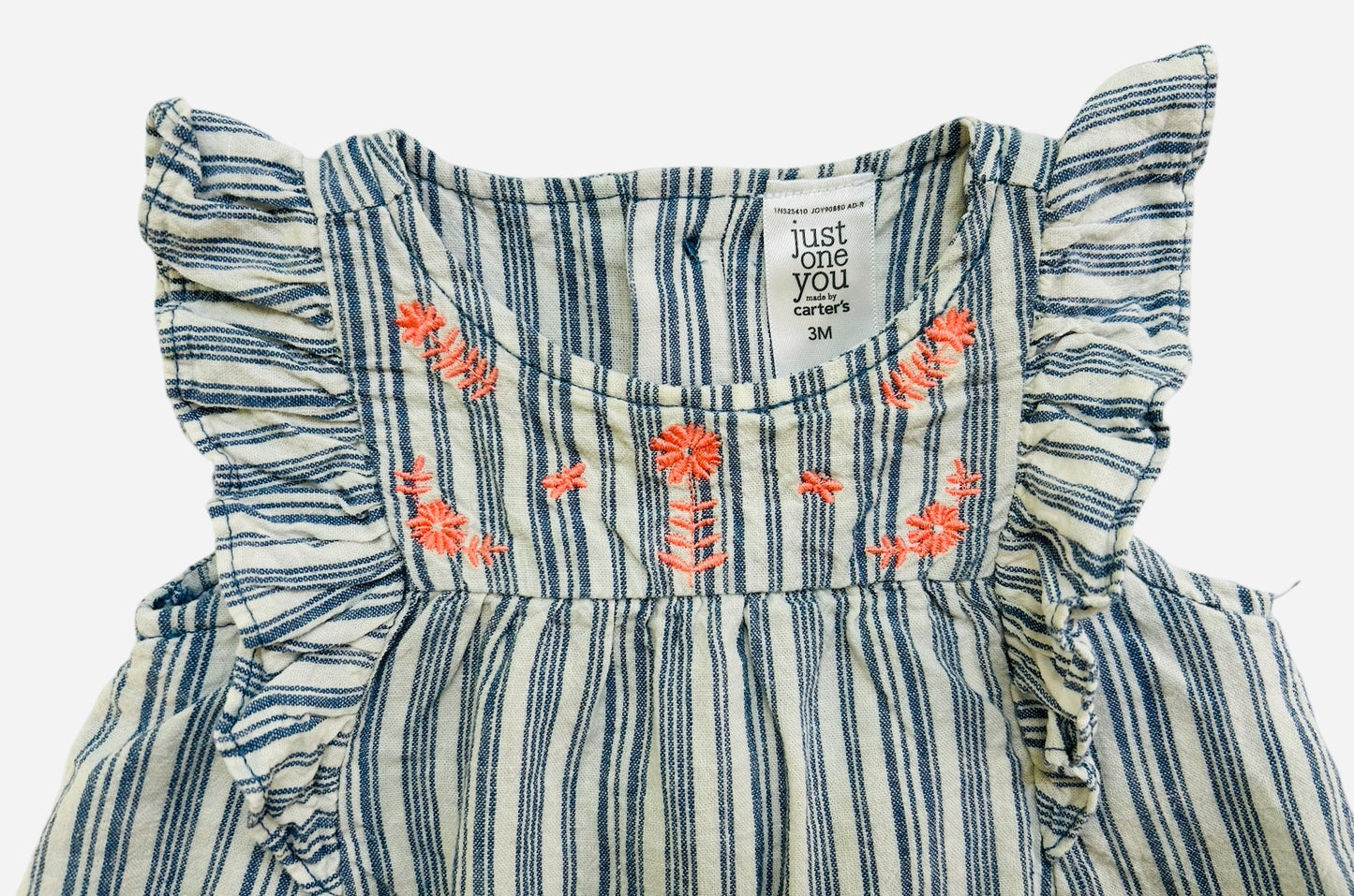 3M Baby Girl Carters Just One You Linen Striped Onesie Dress