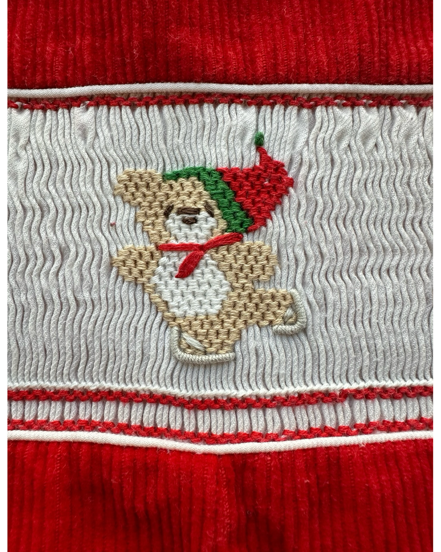 S 12M - 18M Baby Boys MudPuddles Christmas Smocked With Three Embroidered Bears 🐻 Corduroy Romper