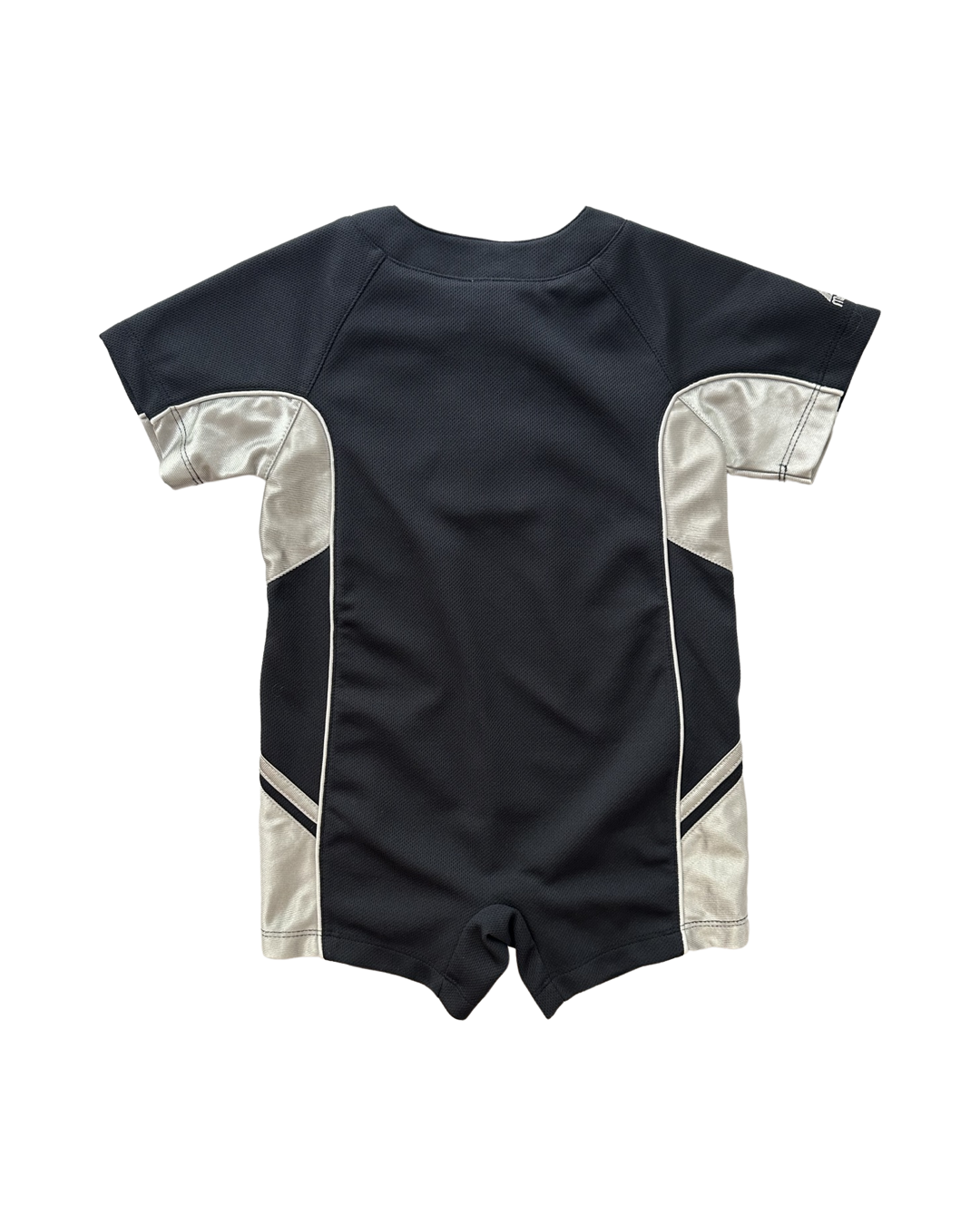 24M Baby Boy Majestic New York Yankees Navy & Silver Jersey Romper