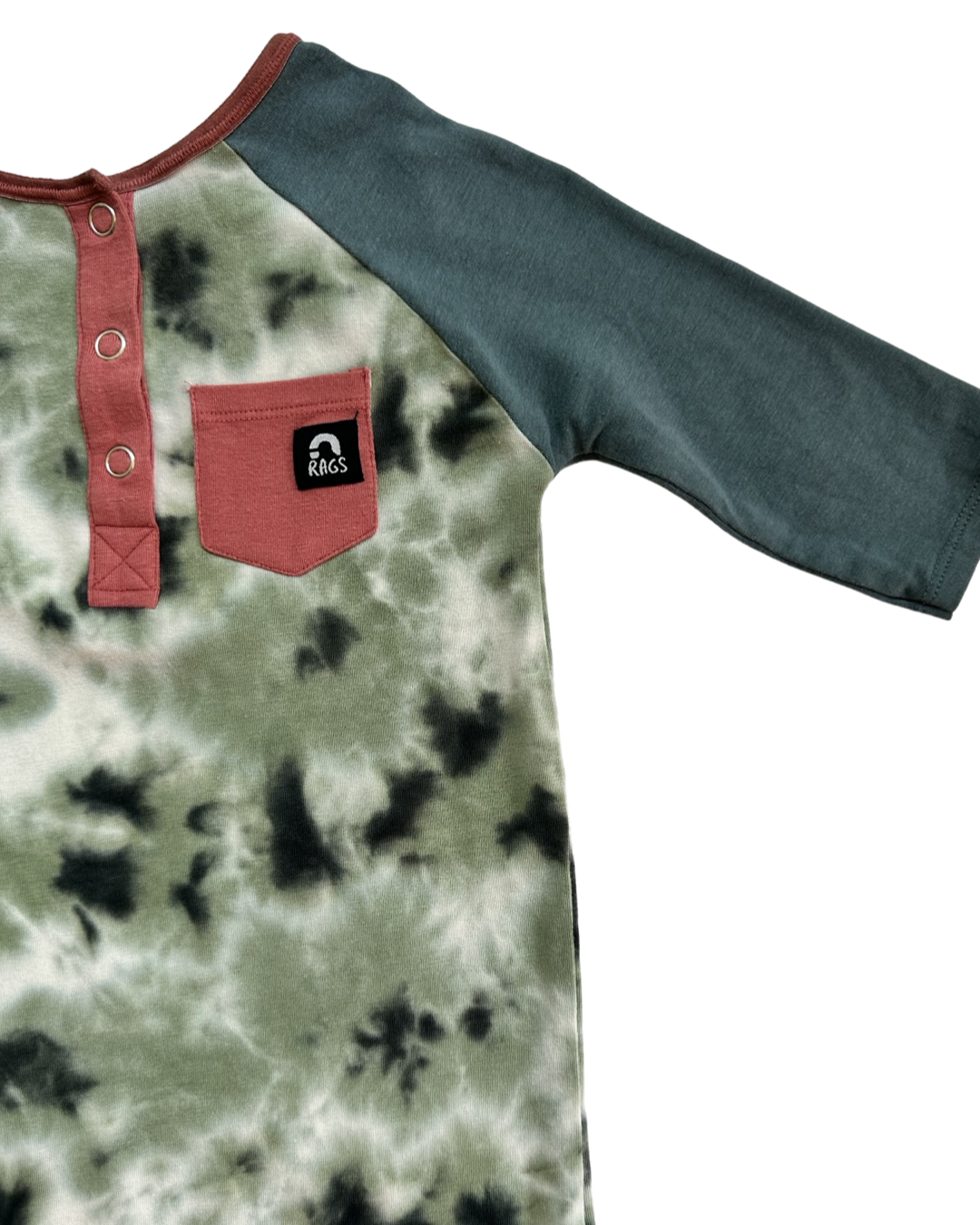 18-24M Baby Boy RAGS to Raches Green Tie Dye Long Sleeve Rompe