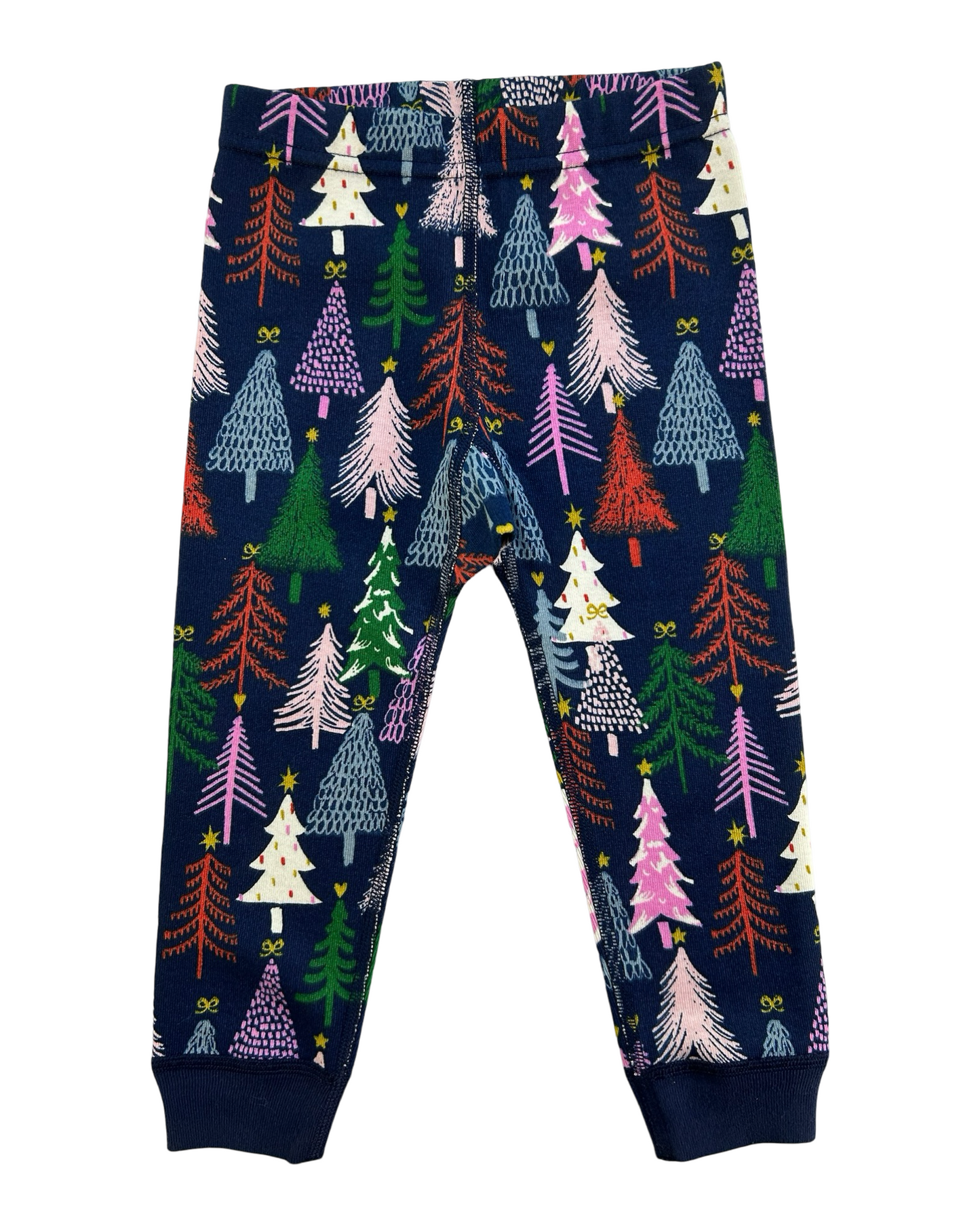 18-24M Baby Girl Hanna Andersson Long Sleeve Blue Colorful Christmas Tree PJs
