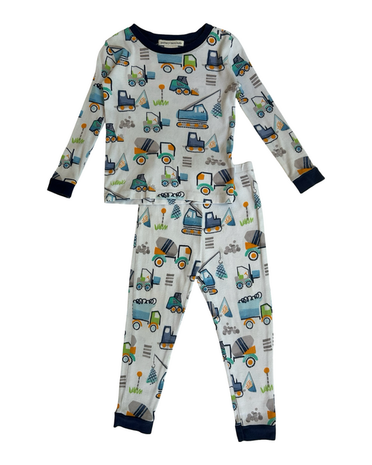 2T Toddler Boys Pottery Barn Kids Construction Vehicles 🛻 Pajama 2 Piece Set