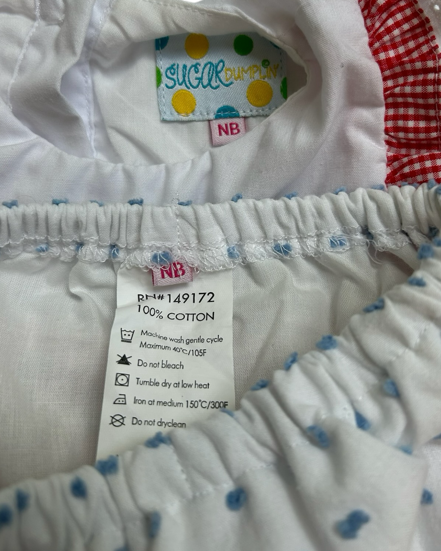 NB Baby Girls Sugar Dumplin Embroidered Farm With Diaper Cover Ruffle. 2 Pieces Set.
