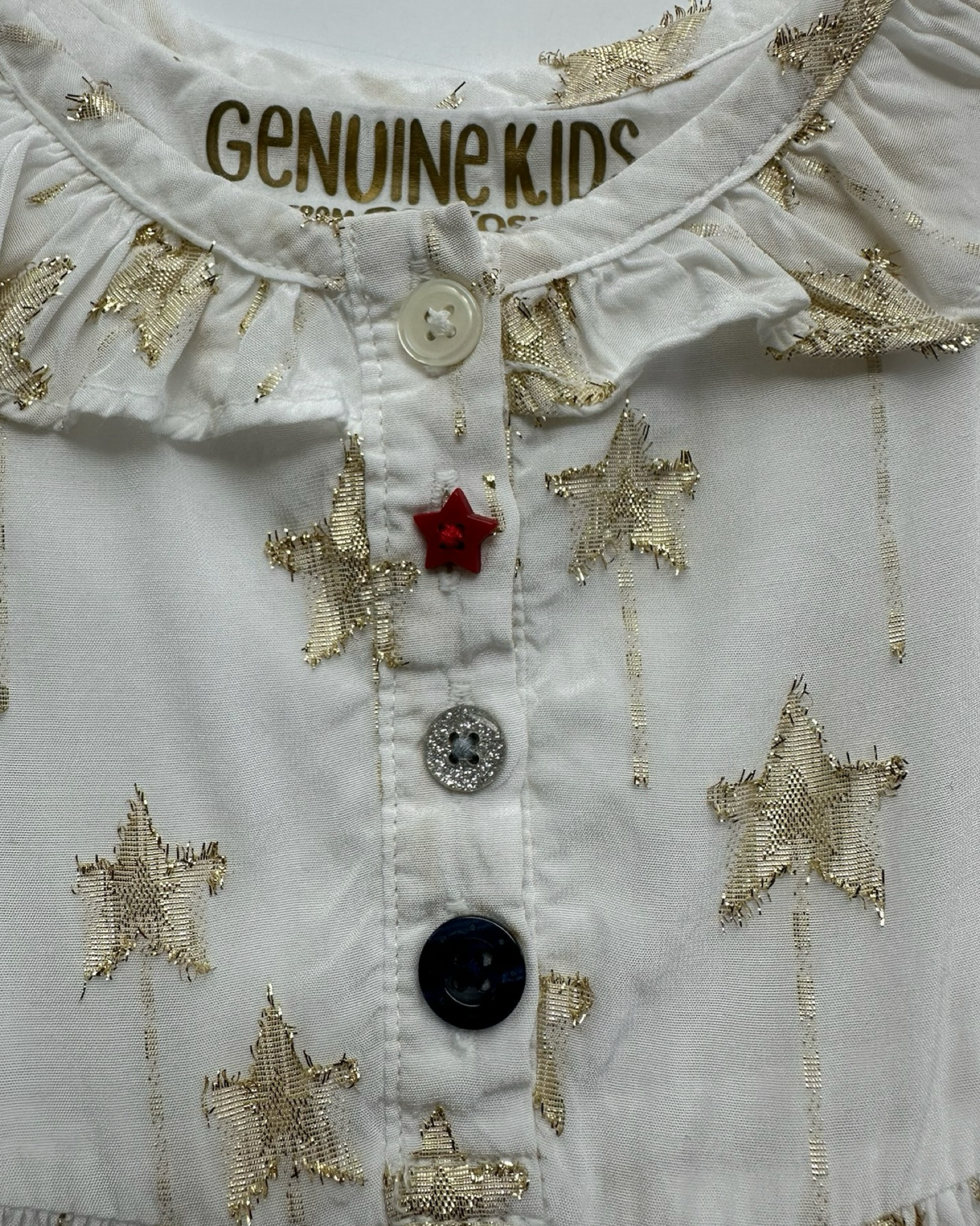 12M Baby Girl OshKosh Genuine Kids Gold Star White Patriotic Dress