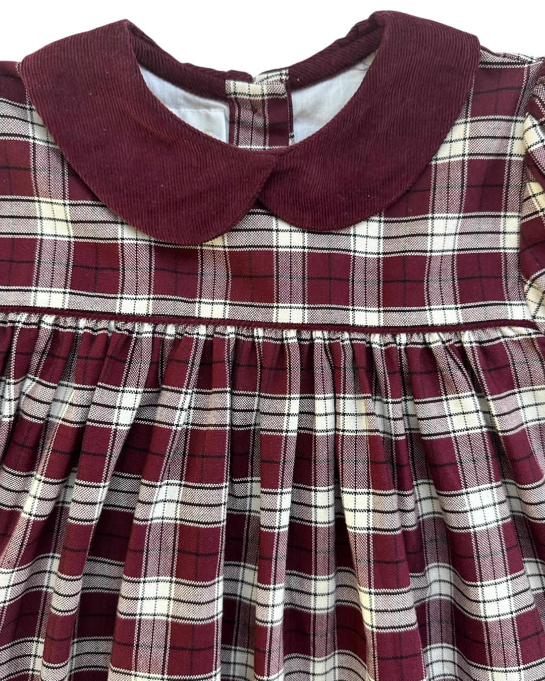 6M Baby Girl Classic Strasburg Maroon Plaid Peter Pan Collar Fall / Winter Dress