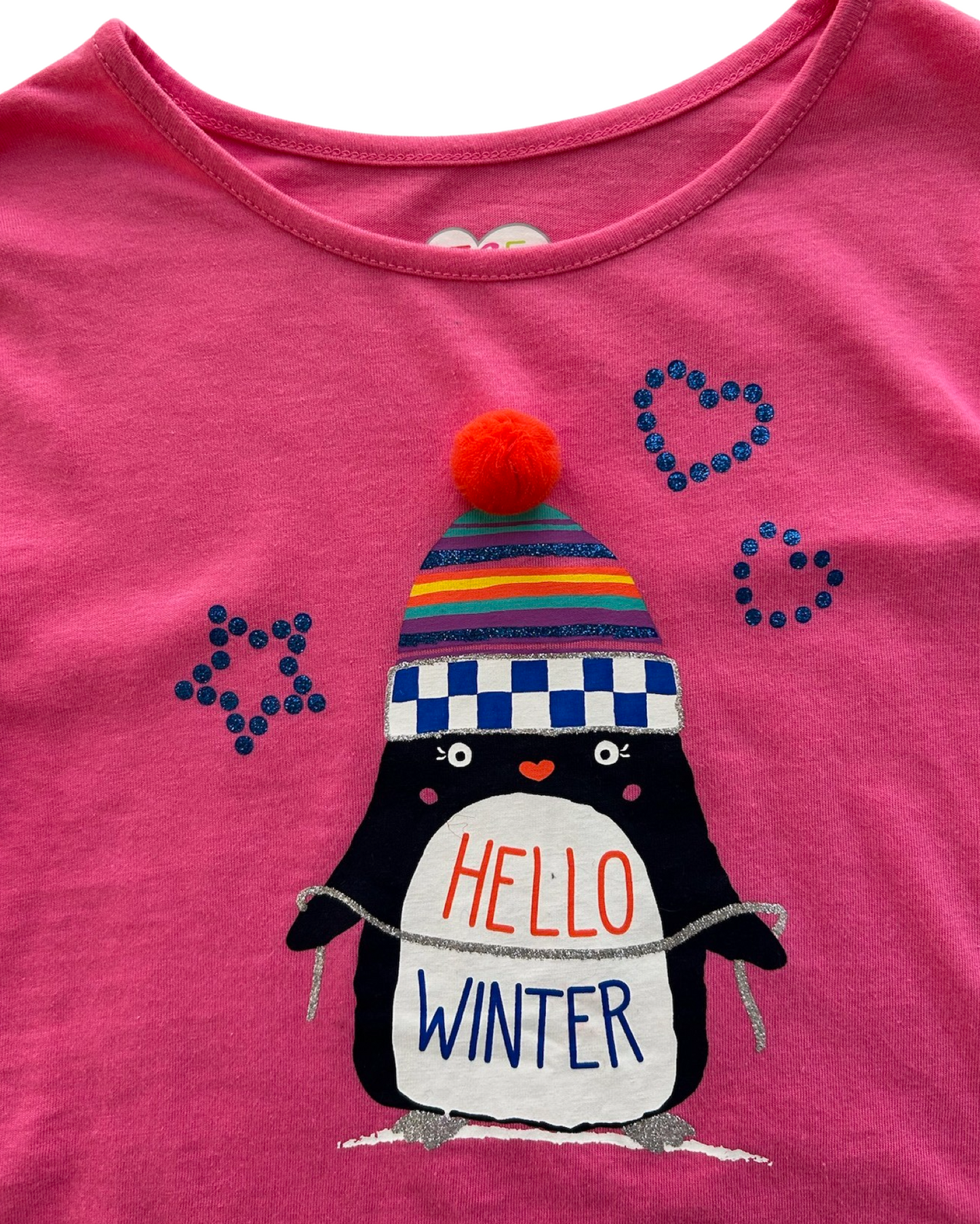 6x Girls 365 Kids Pink Hello Winter Long Sleeve Top
