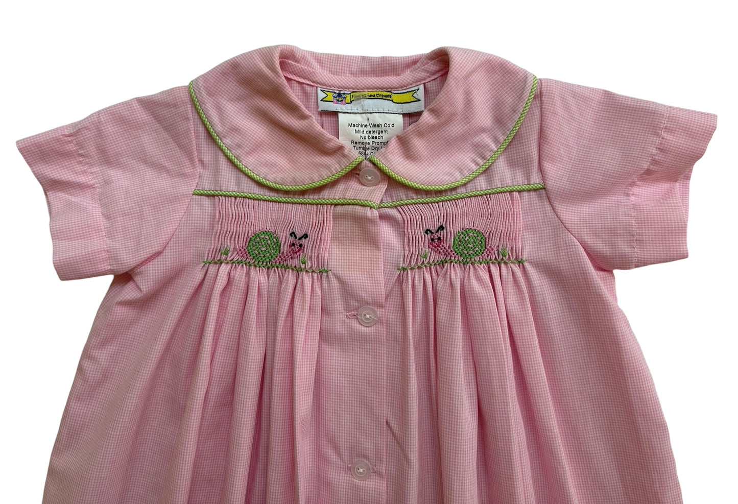 3M Baby Girl’s Castles & Crowns Smocked Snail 🐌 Dress