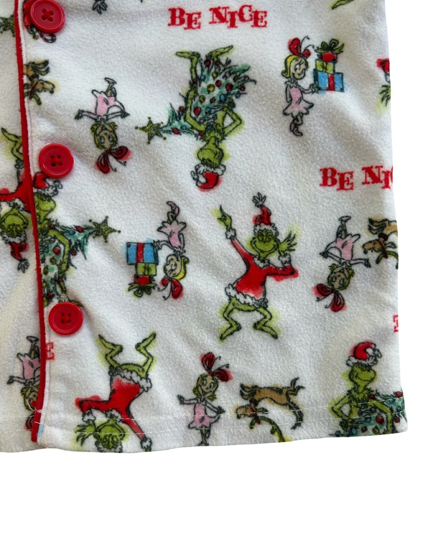 4T Toddler Boys/Girls (UNISEX) Dr Seuss The Grinch Flannel “Be Nice” Holiday Pajama 2 Piece Set