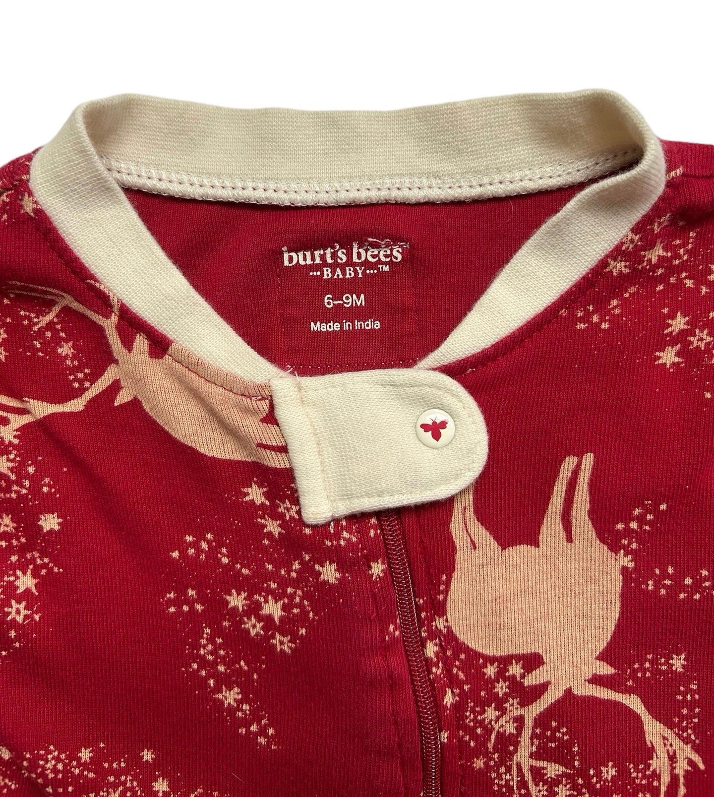 6M-9M Burt’s Bees Baby, Baby’s Boy / Girl Reindeer Christmas Pajamas