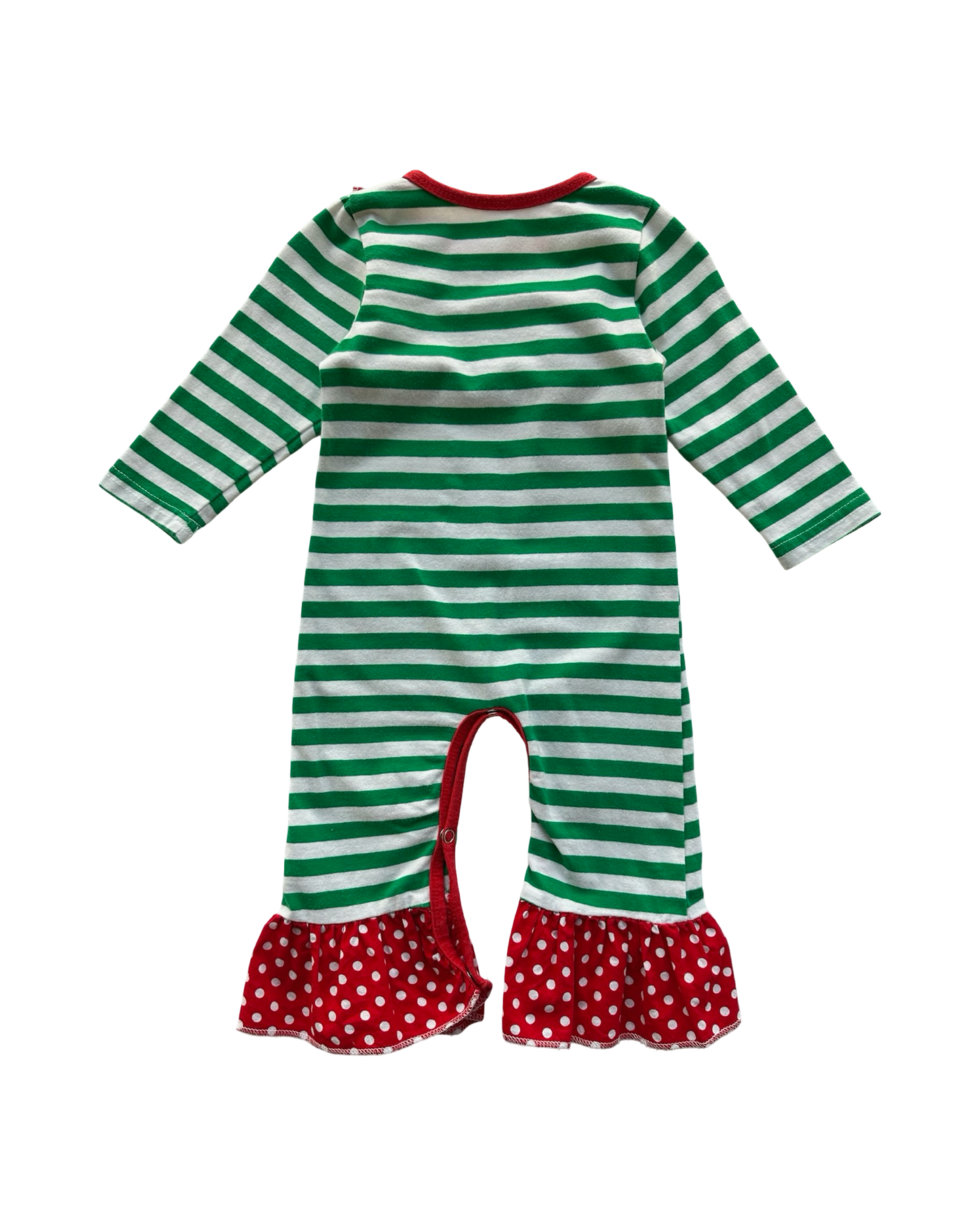 NB - 0-3M Baby Girl Christmas Striped And Polka Dots Romper