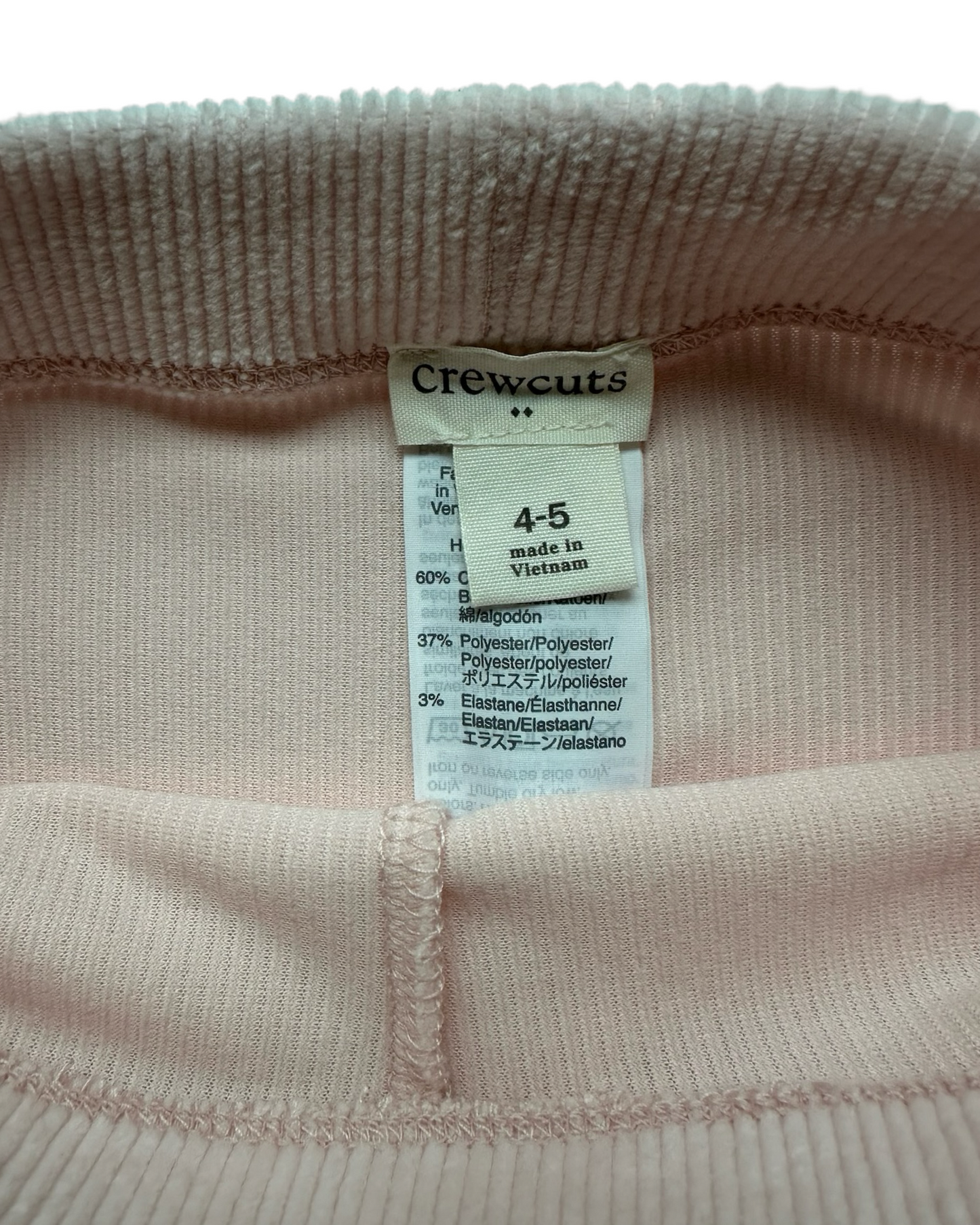 4T-5T Toddler Girl Crewcuts Pale Light Pink Ribbed Leggings
