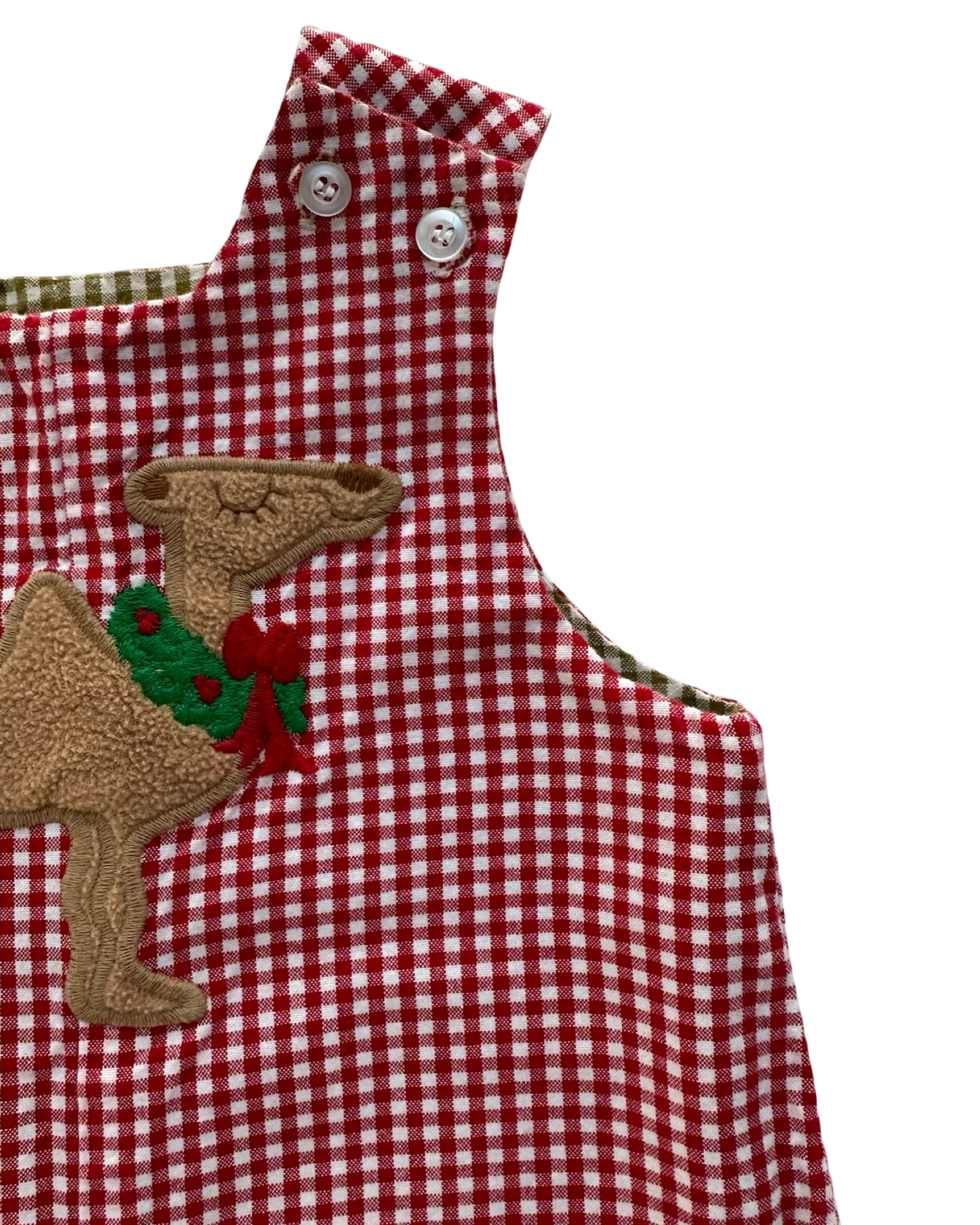 12M Baby Boys The Bailey Boys Gingham Patterned Overall-Romper Reversible Appliqués Camel 🐫 Reverse To Farm Car. One Piece.