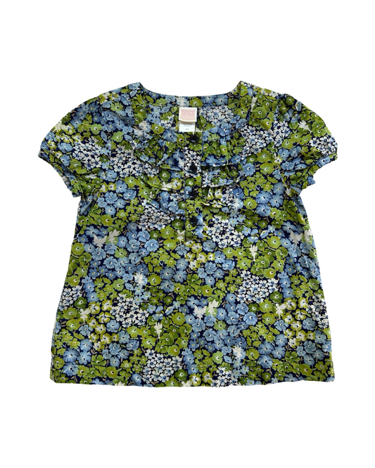 4T Toddlers Girls Janie & Jack Enchanted Garden Ruffle Floral Fairy Short Sleeve Top Blouse.