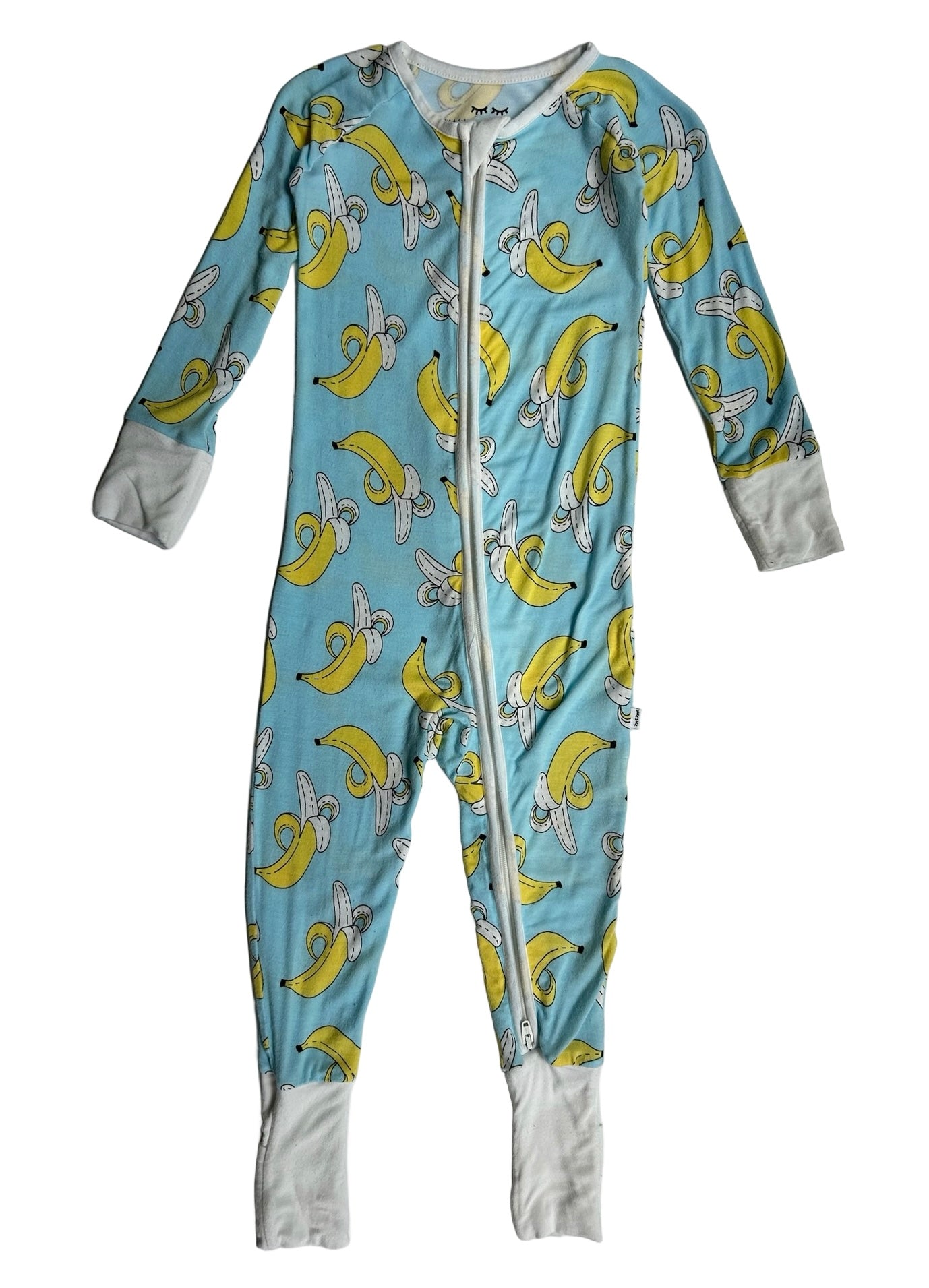 12M - 18M Baby Boy’s Little Sleepies Bananas Bamboo Viscose Zippy PJs, One Piece.