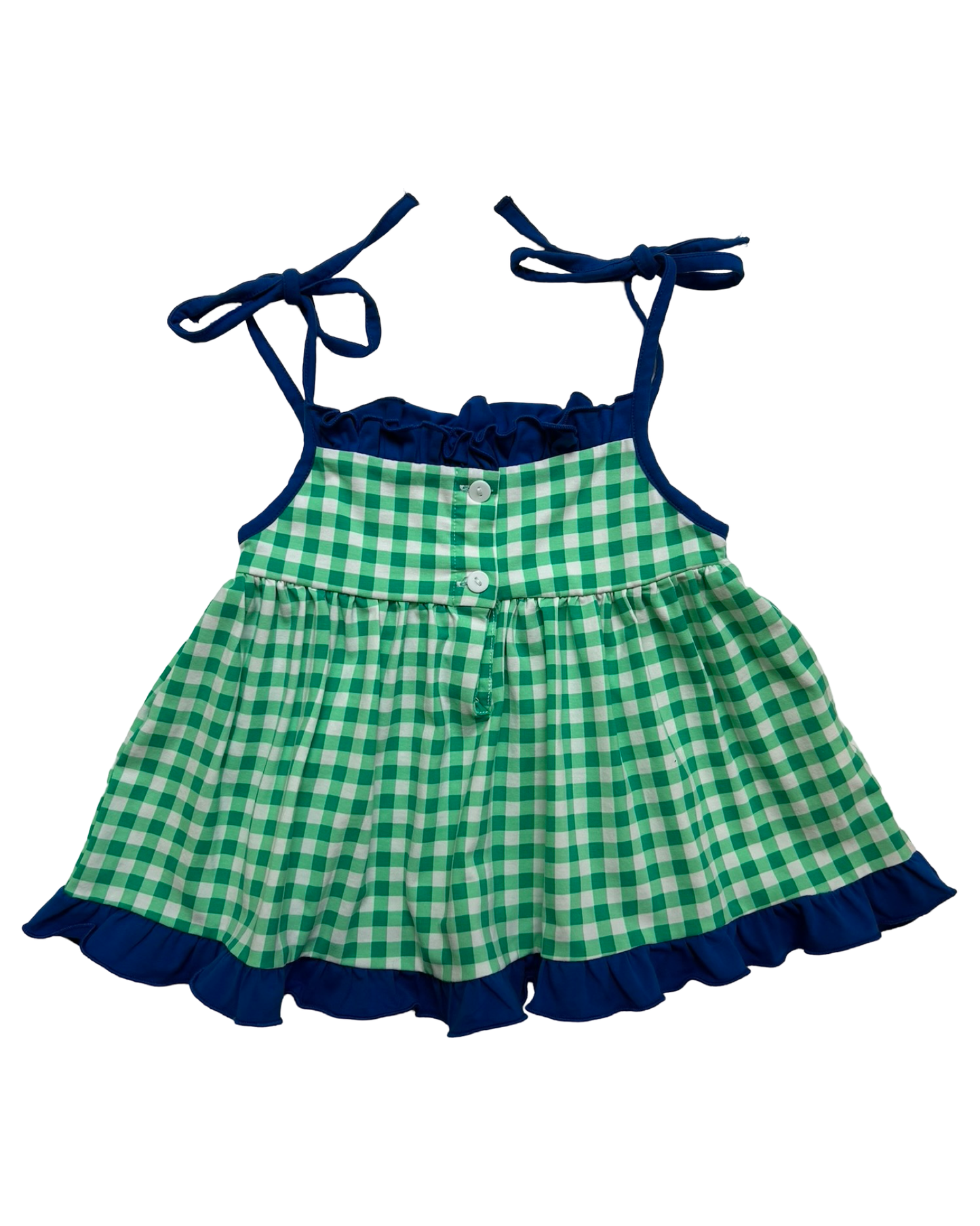 24M Baby Girls Sugar Dumplin Gingham Embroidered Tractors 🚜 🚜 🚜 With Diaper Cover. 2 Pieces Set.