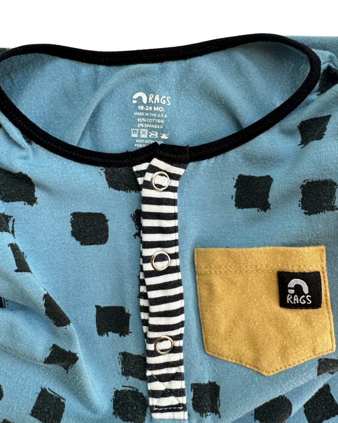 18-24M Baby Boy / Girl RAGS to Raches Blue / Black Tank Shortie Romper