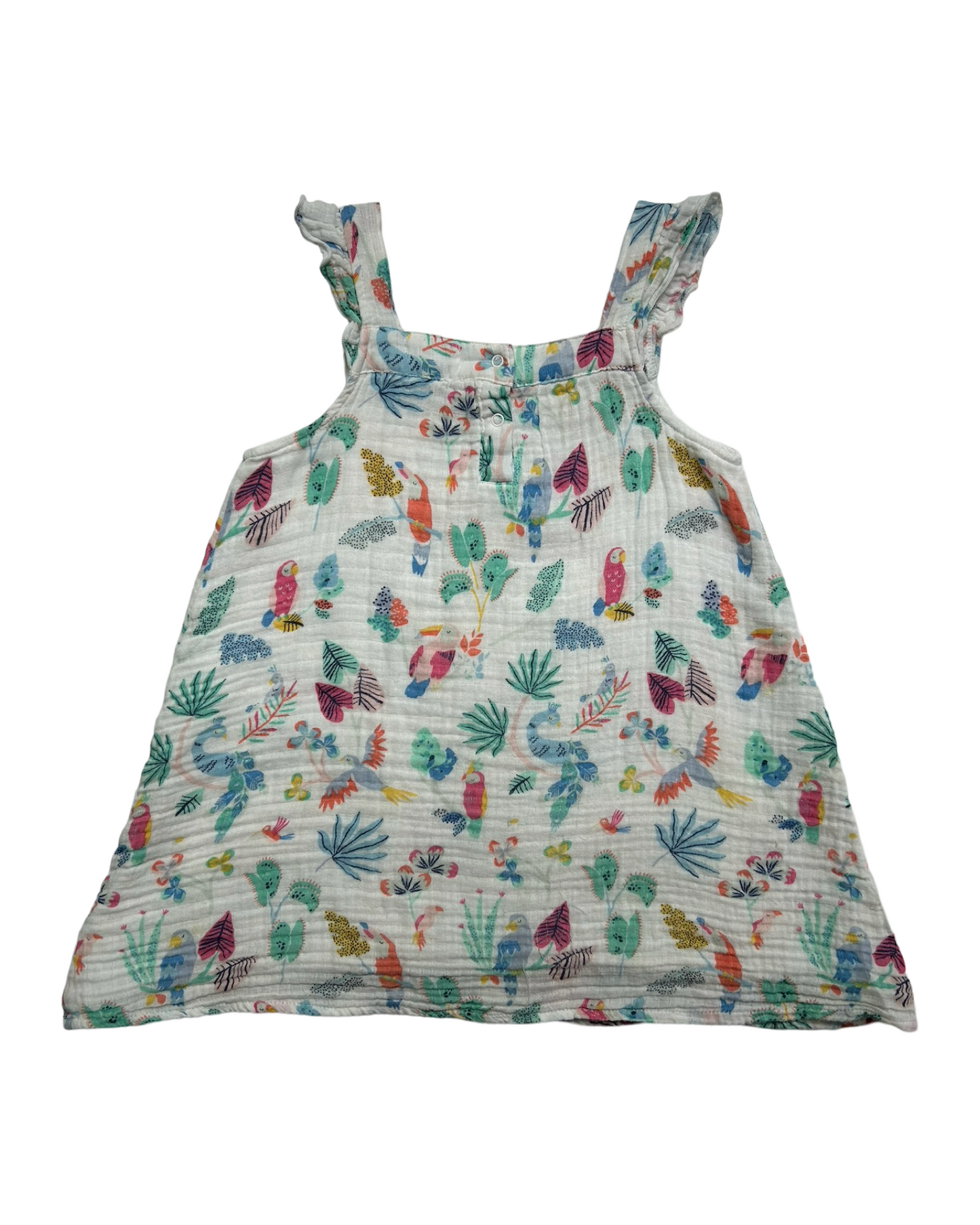 3T Toddler Girl Angel Dear Muslin Parrot Rainforest Dress