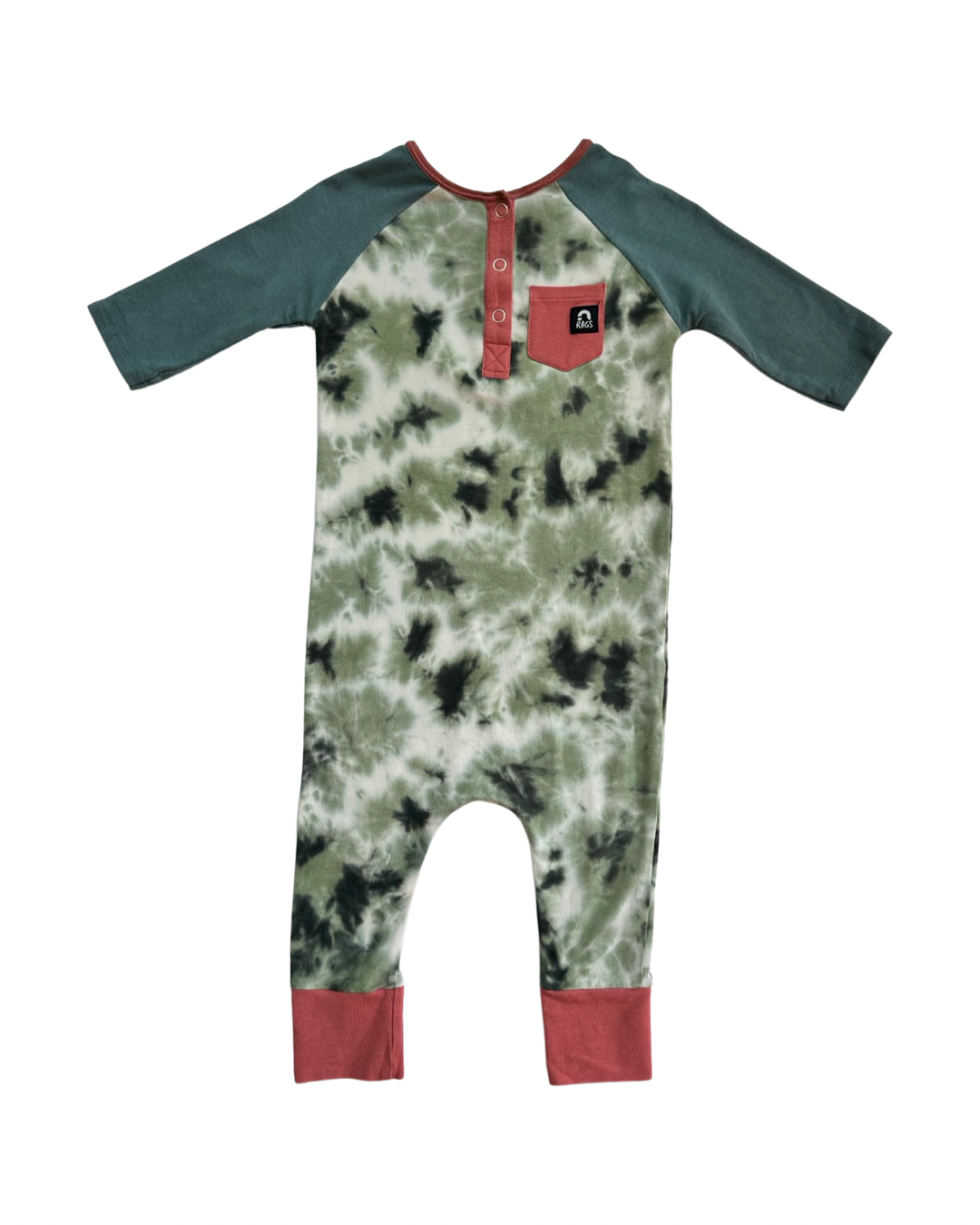 18-24M Baby Boy RAGS to Raches Green Tie Dye Long Sleeve Rompe