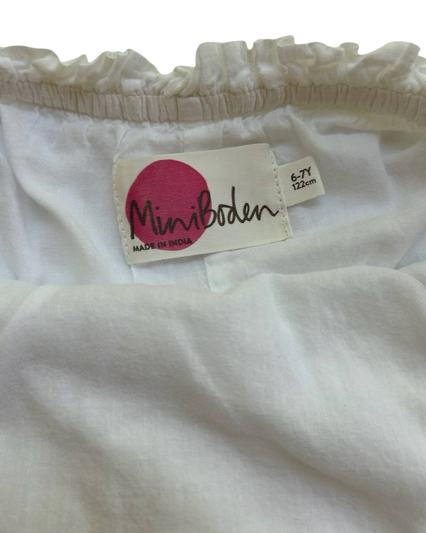 6-7 Toddler Girls Boden White Rainbow Stripe Woven Dress