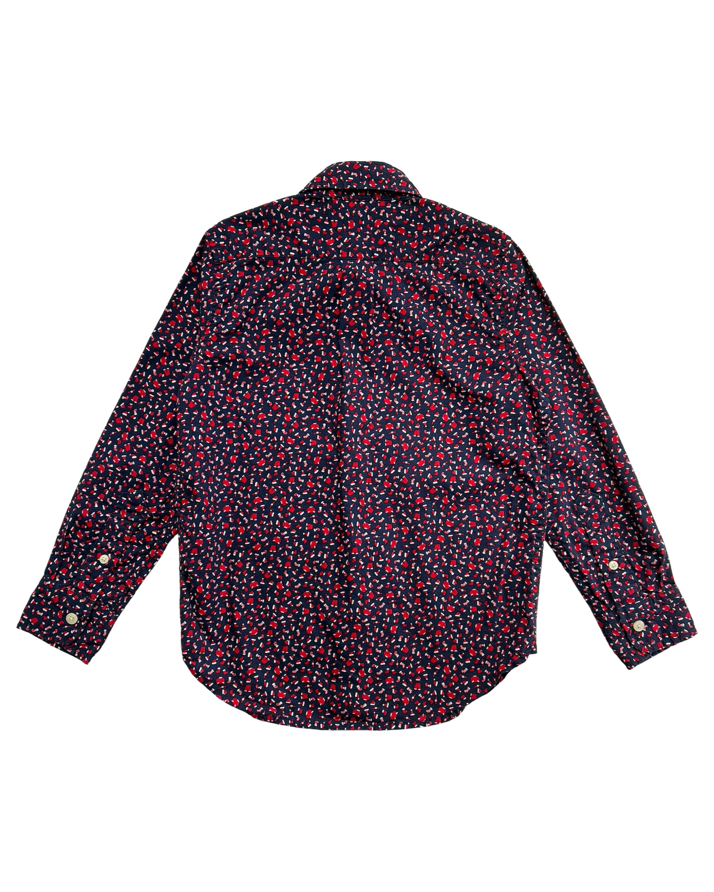 6T-7T Toddler Boys Gap Kids Christmas Blue Print Poplin Button Down Whit Pocket Shirt.