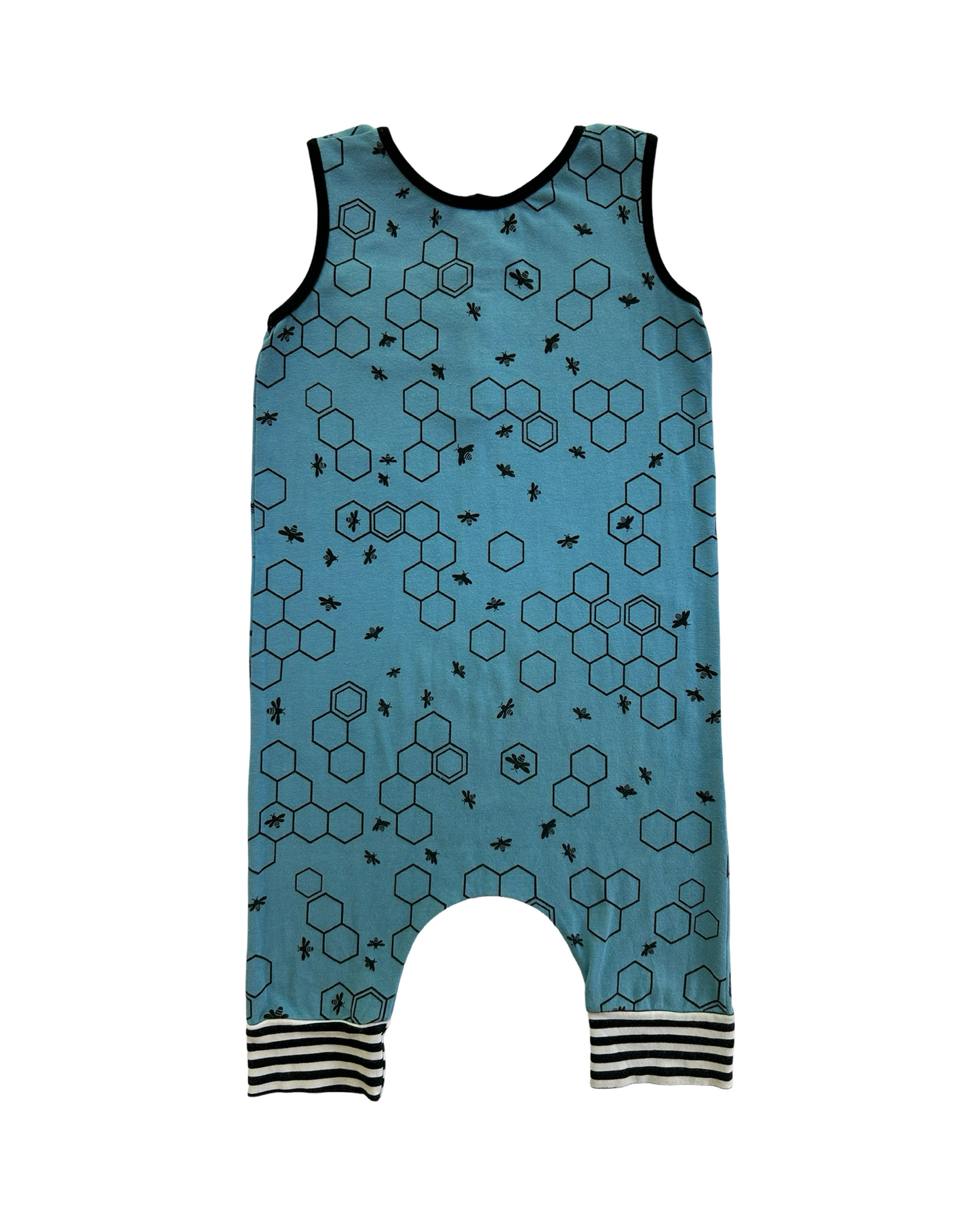 3T /4T Toddler Boy / Girl RAGS to Raches Blue Honeycomb Bee Tank Shortie Romper